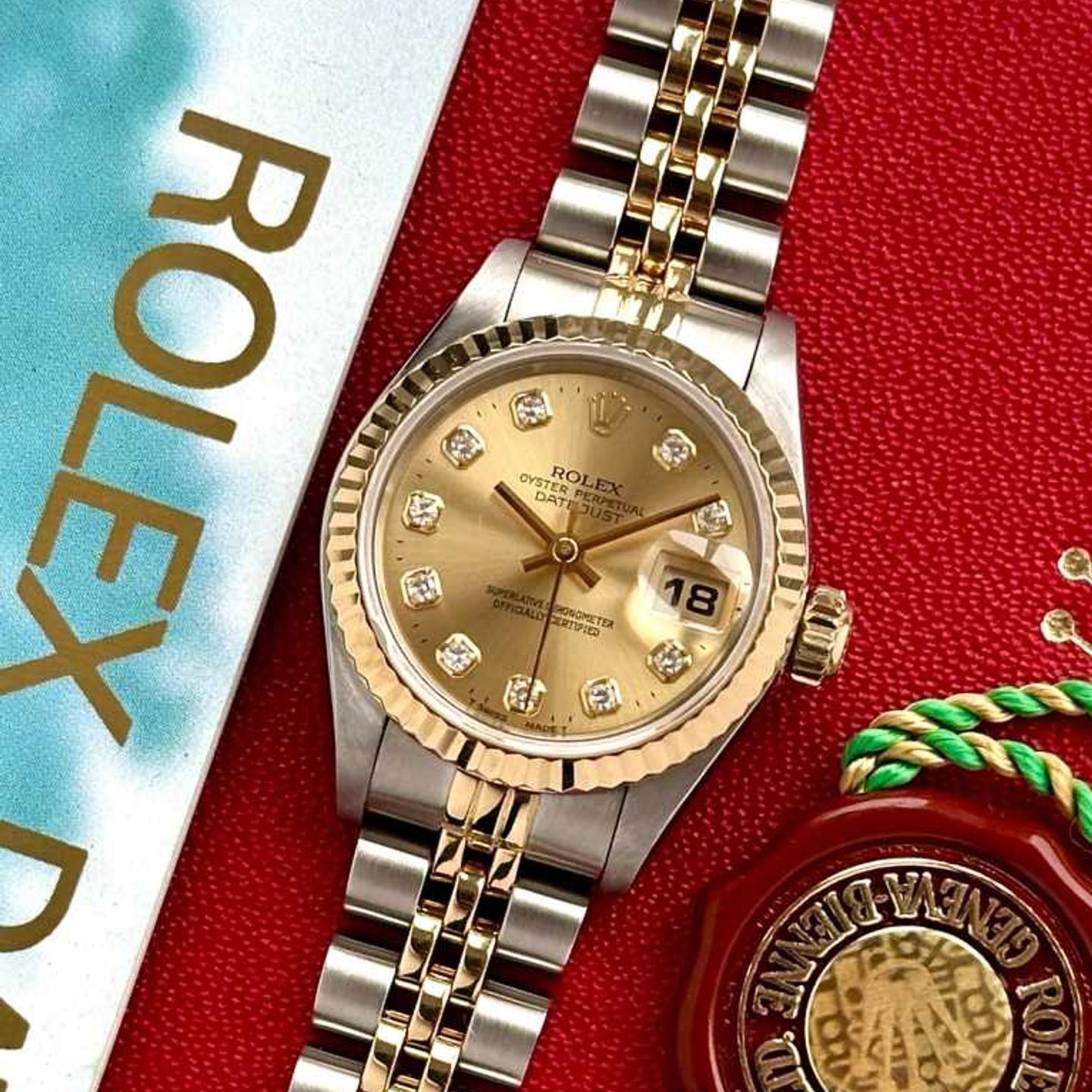 Rolex Lady-Datejust 69173G (1996) - Gold dial 26 mm Gold/Steel case (1/8)