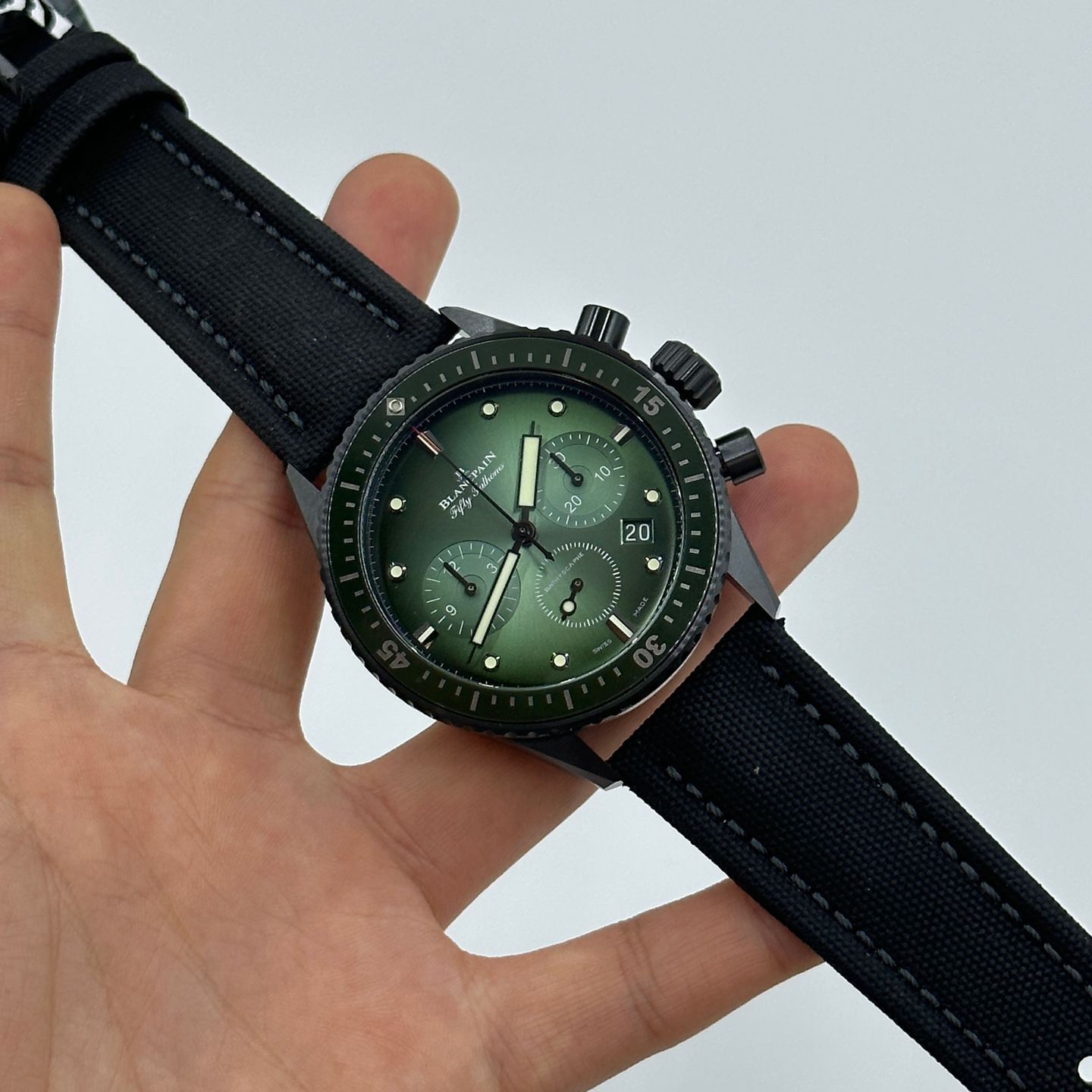 Blancpain Fifty Fathoms Bathyscaphe 5200-0153-B52A (2024) - Groen wijzerplaat Onbekend Keramiek (6/8)