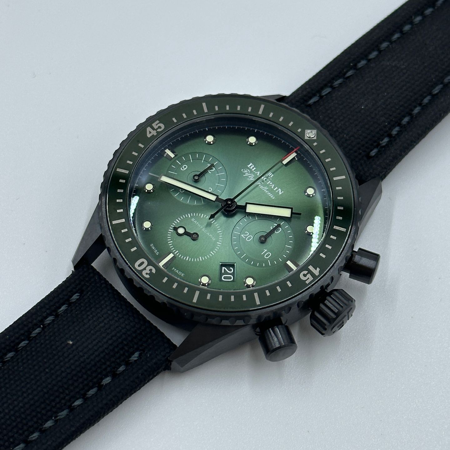 Blancpain Fifty Fathoms Bathyscaphe 5200-0153-B52A (2024) - Groen wijzerplaat Onbekend Keramiek (1/8)