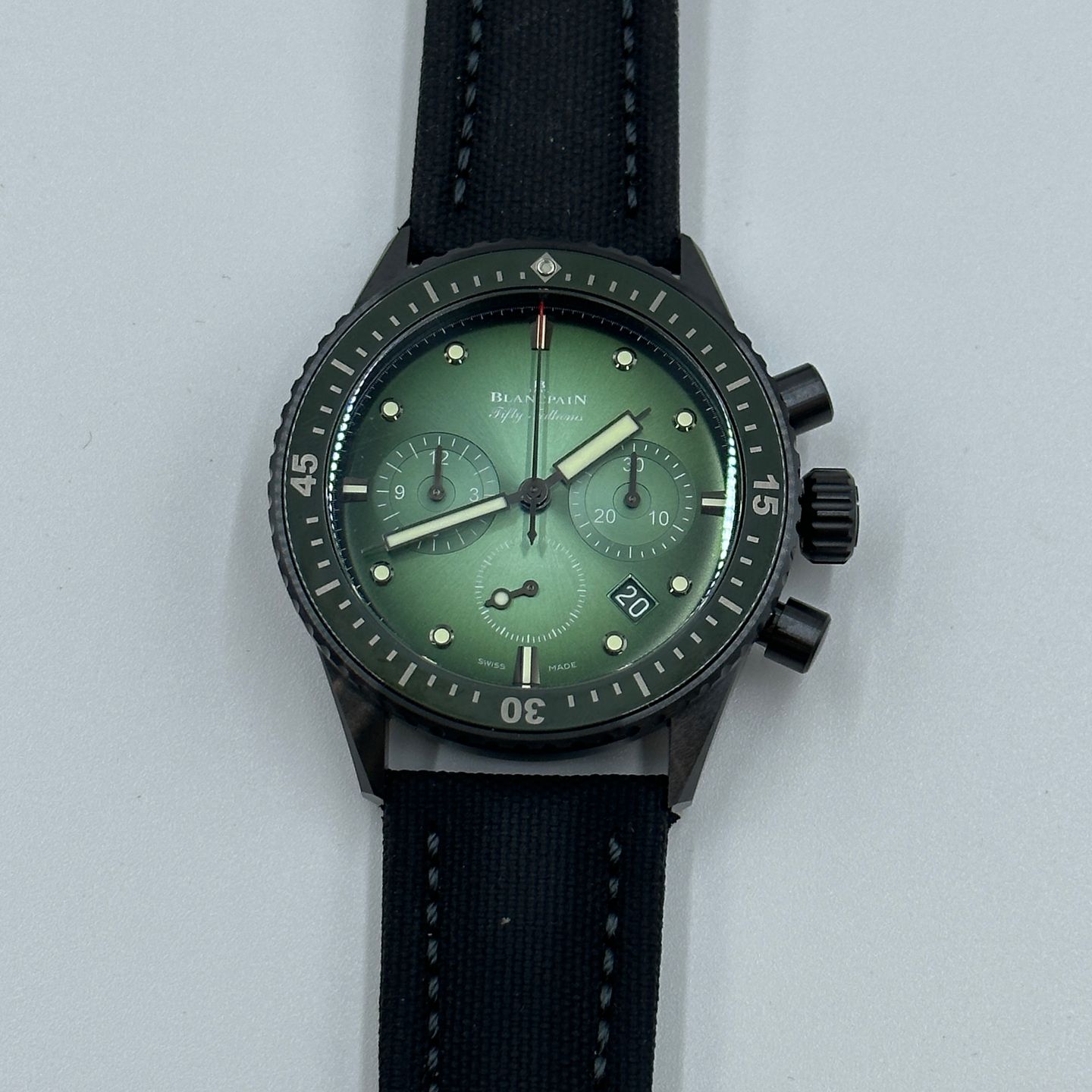 Blancpain Fifty Fathoms Bathyscaphe 5200-0153-B52A (2024) - Groen wijzerplaat Onbekend Keramiek (3/8)