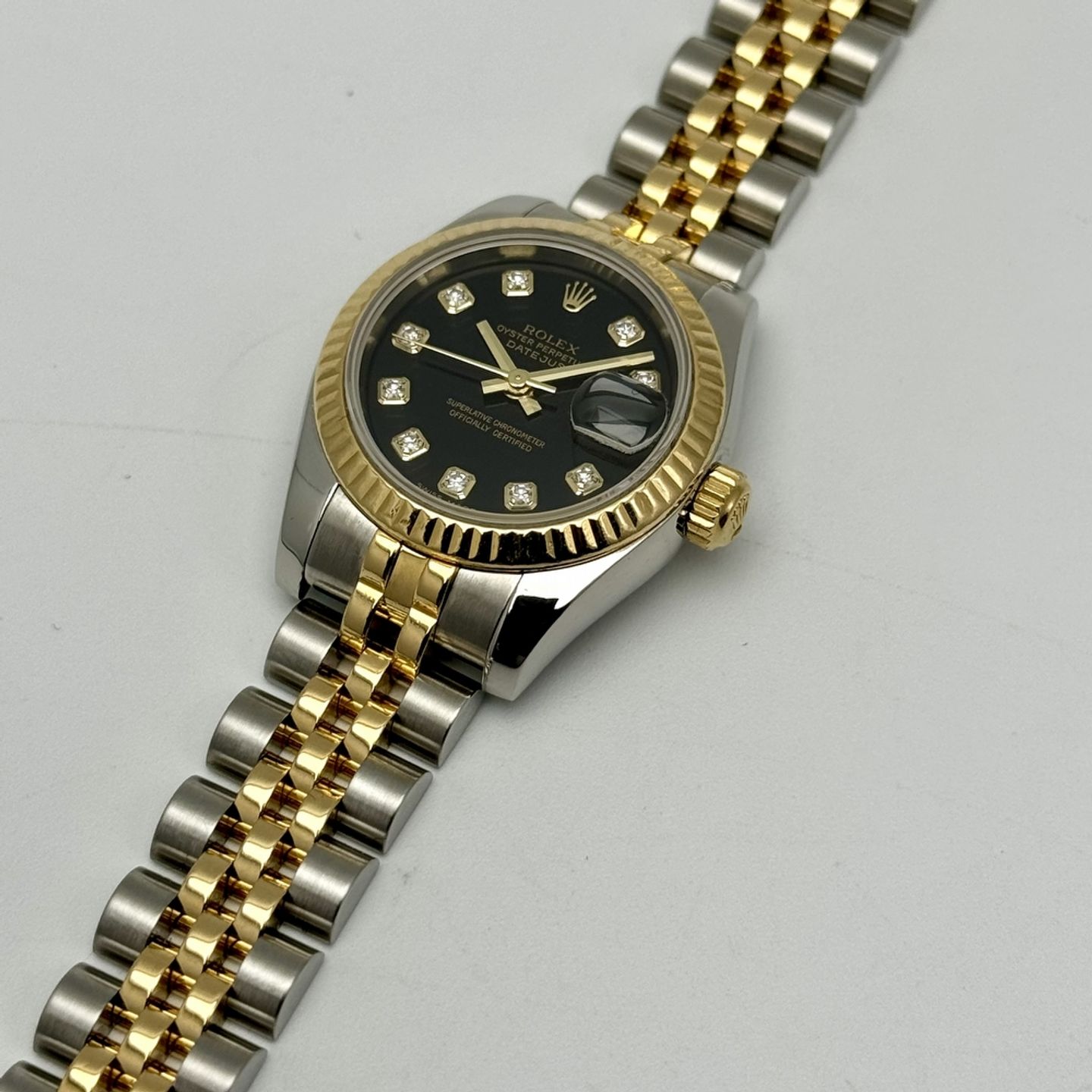 Rolex Lady-Datejust 179173 (2004) - Black dial 26 mm Gold/Steel case (7/10)