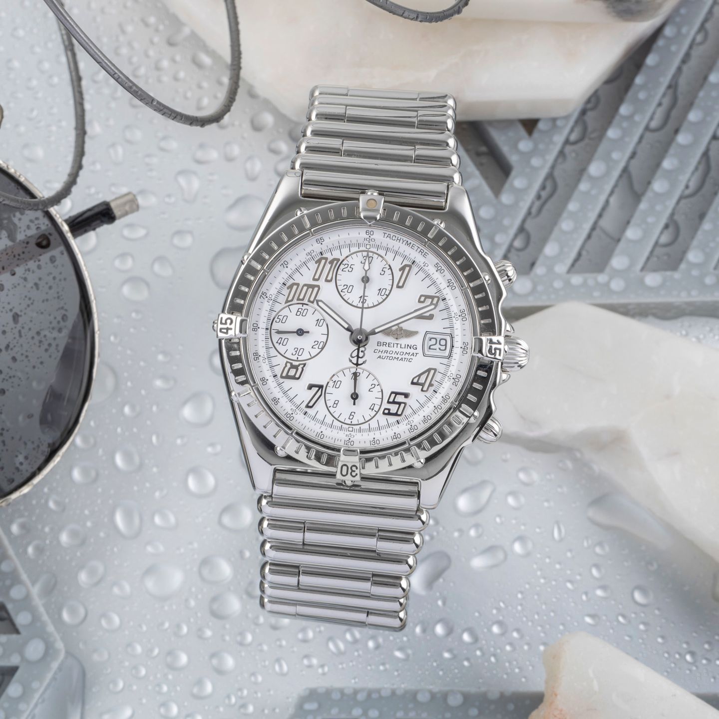 Breitling Chronomat A13050.1 (1998) - White dial 45 mm Steel case (1/8)