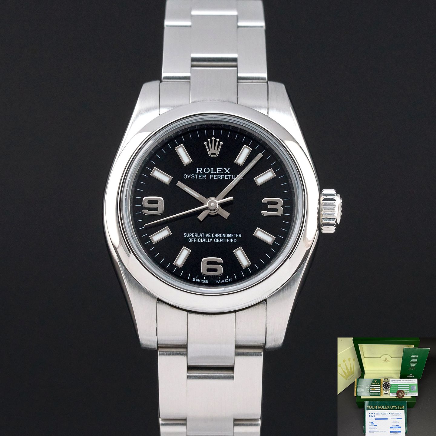 Rolex Oyster Perpetual 26 176200 (2006) - Black dial 26 mm Steel case (1/8)