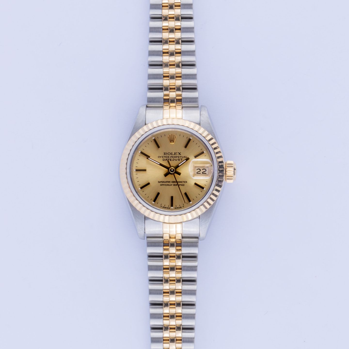 Rolex Lady-Datejust 69173 (1990) - Champagne wijzerplaat 26mm Goud/Staal (3/8)