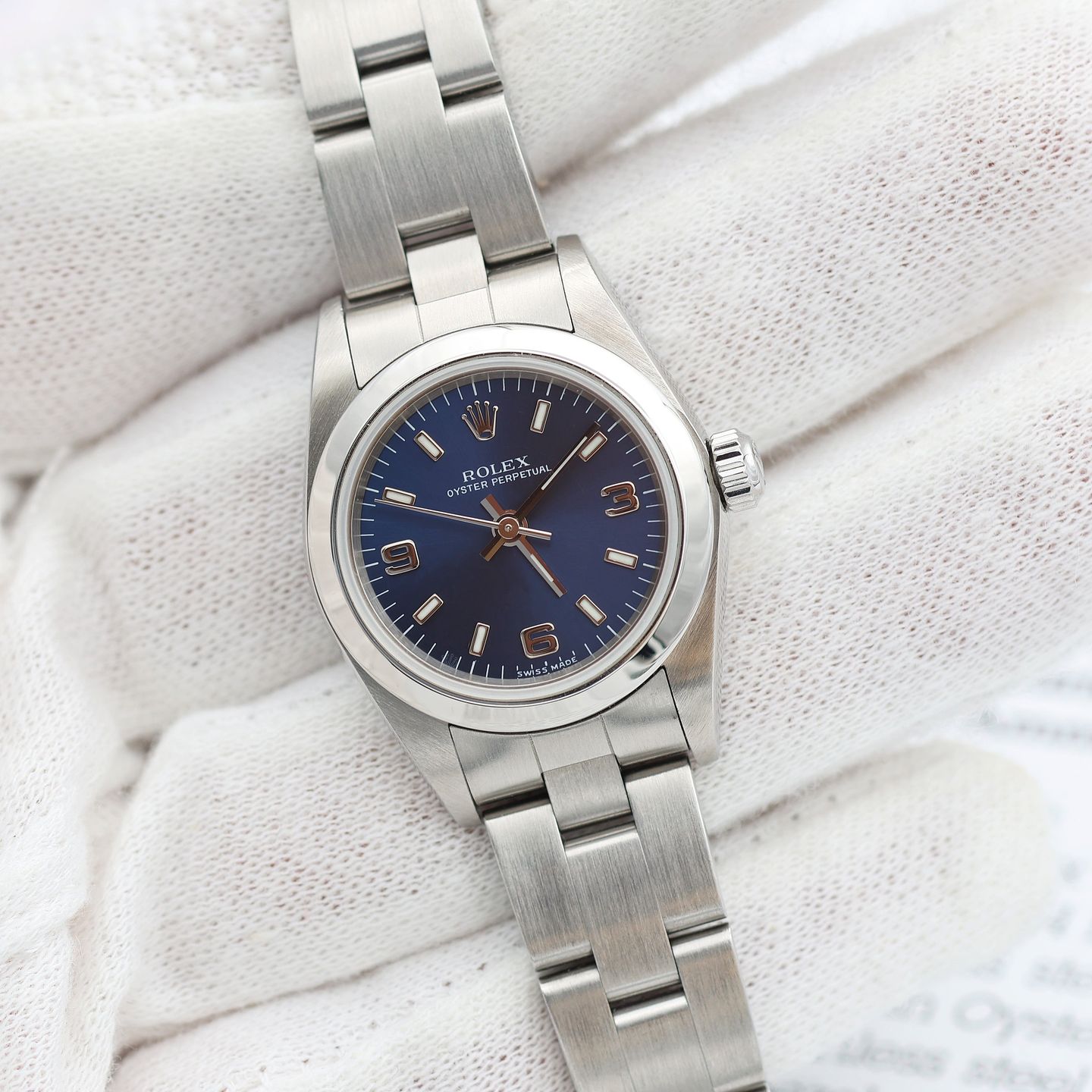 Rolex Oyster Perpetual 76080 (Onbekend (willekeurig serienummer)) - Blauw wijzerplaat 24mm Staal (5/8)