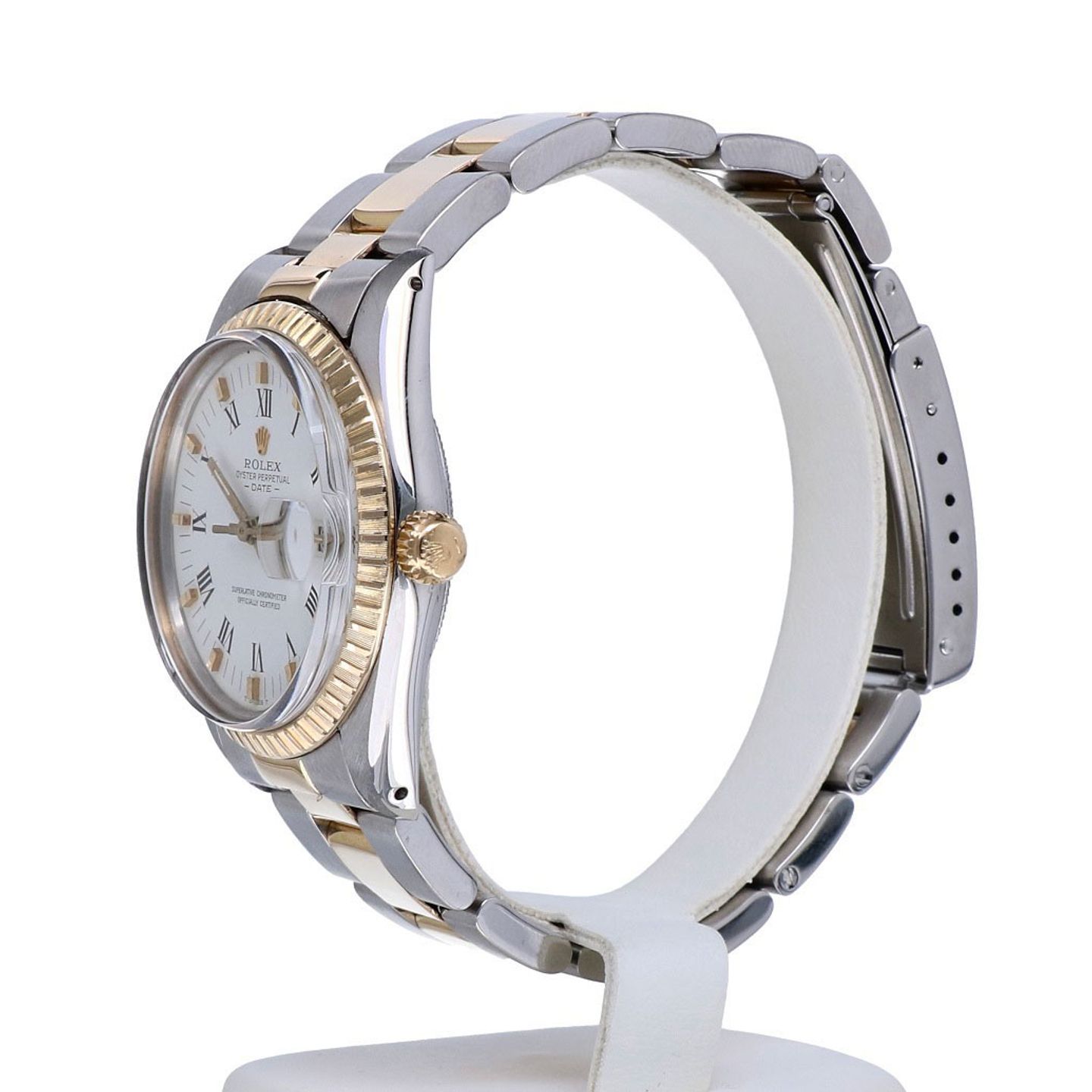 Rolex Oyster Perpetual Date 15053 (1983) - White dial 34 mm Gold/Steel case (3/8)