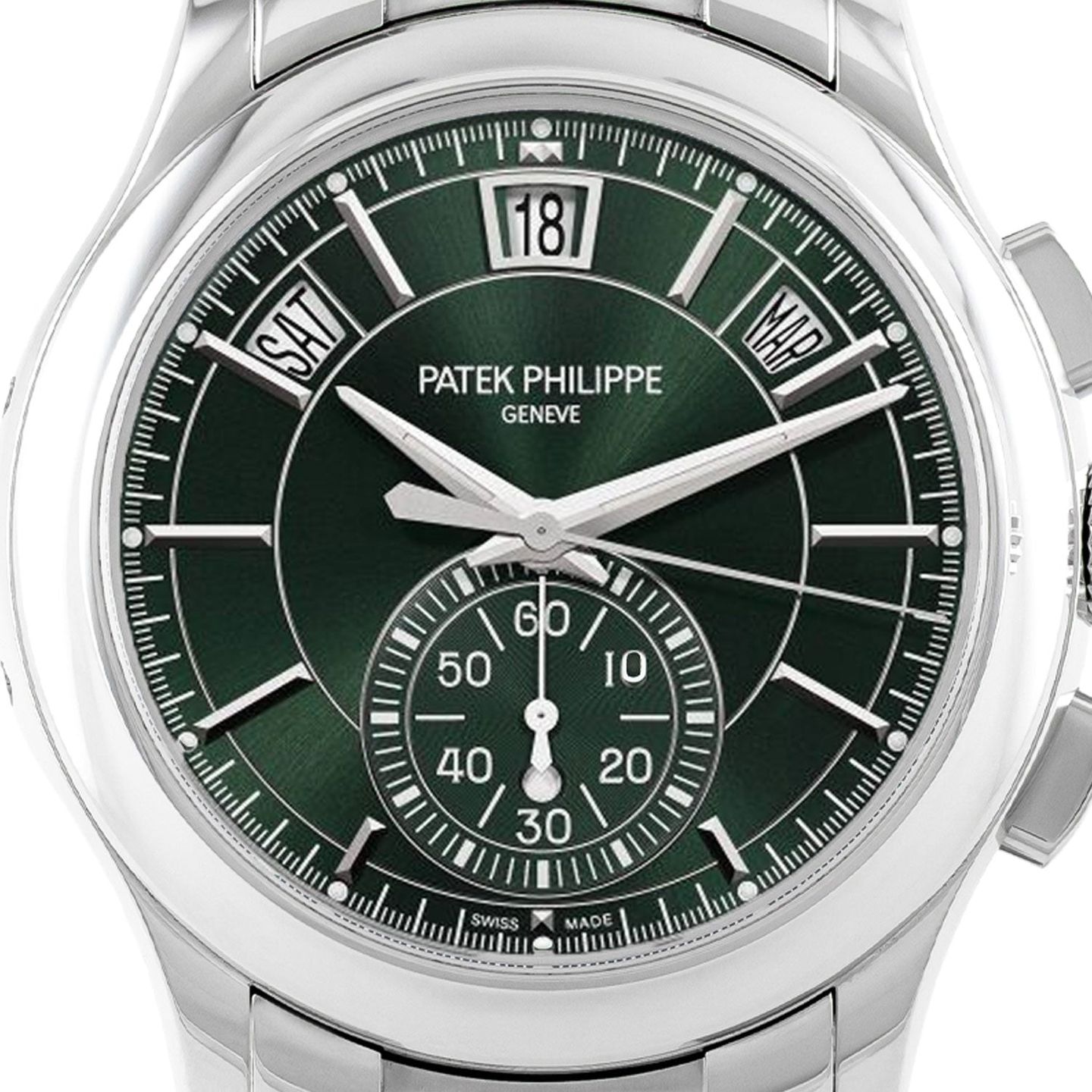 Patek Philippe Annual Calendar Chronograph 5905/1A-001 (2022) - Green dial 42 mm Steel case (2/2)