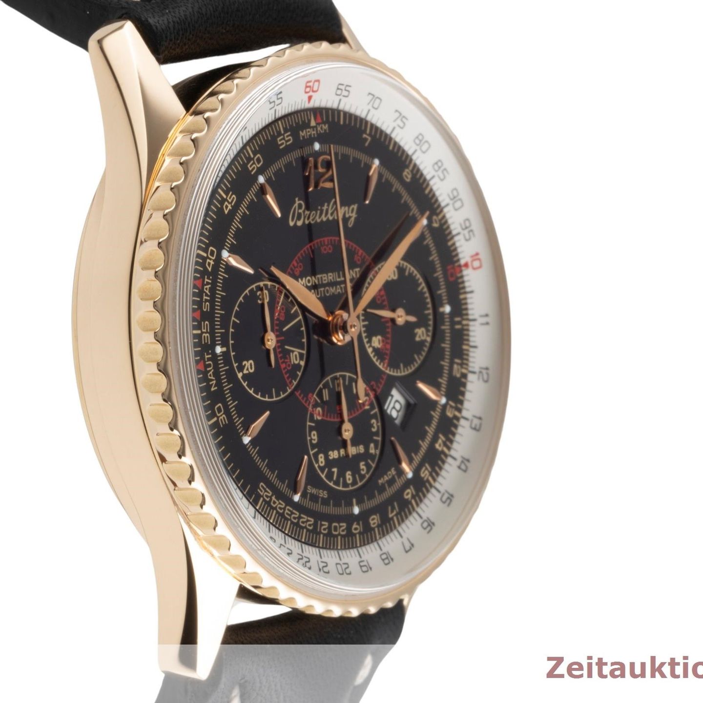 Breitling Montbrillant H41330 (2000) - Black dial 38 mm Yellow Gold case (7/8)