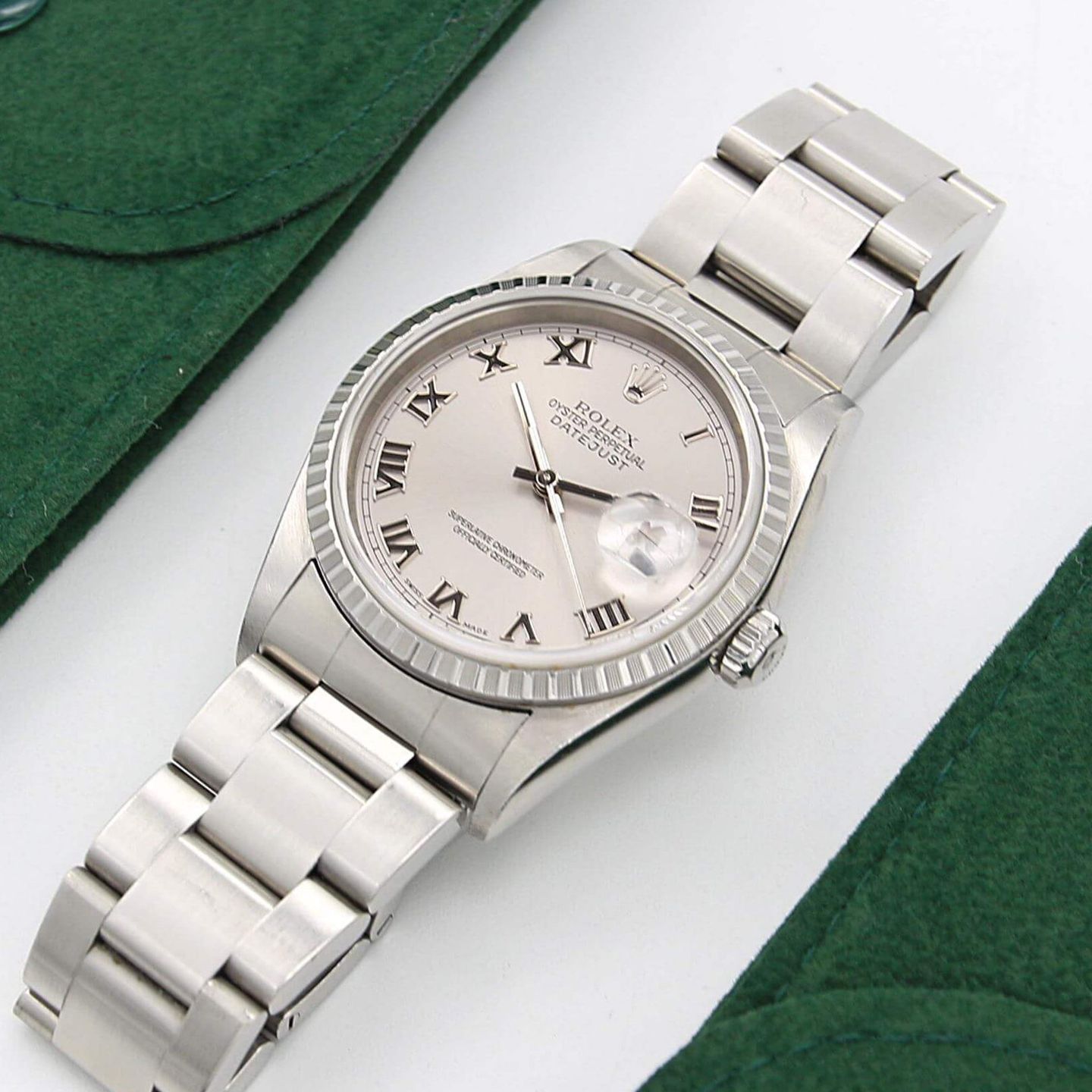 Rolex Datejust 36 16220 (Onbekend (willekeurig serienummer)) - Grijs wijzerplaat 36mm Staal (1/6)