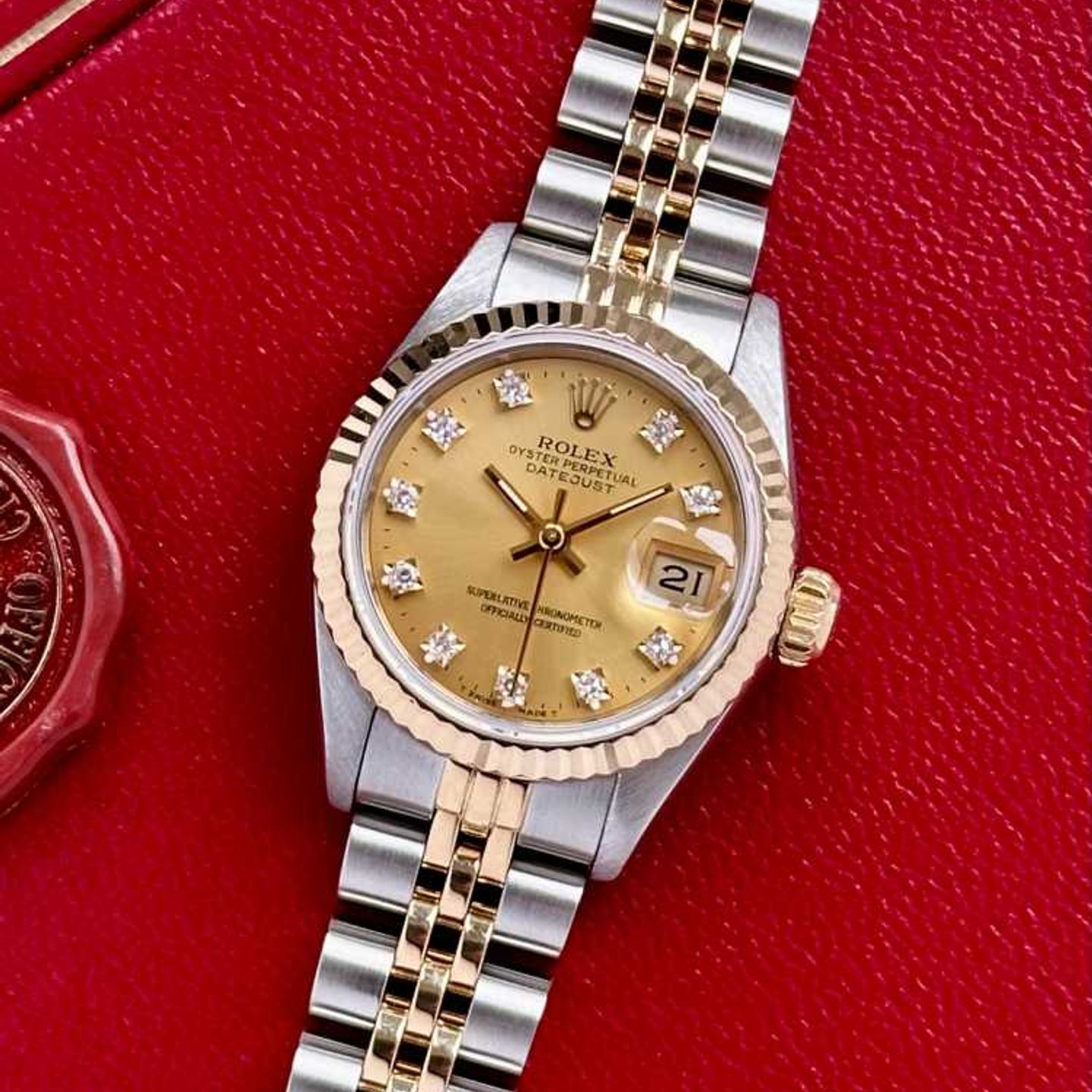 Rolex Lady-Datejust 69173G (1986) - Gold dial 26 mm Gold/Steel case (1/8)