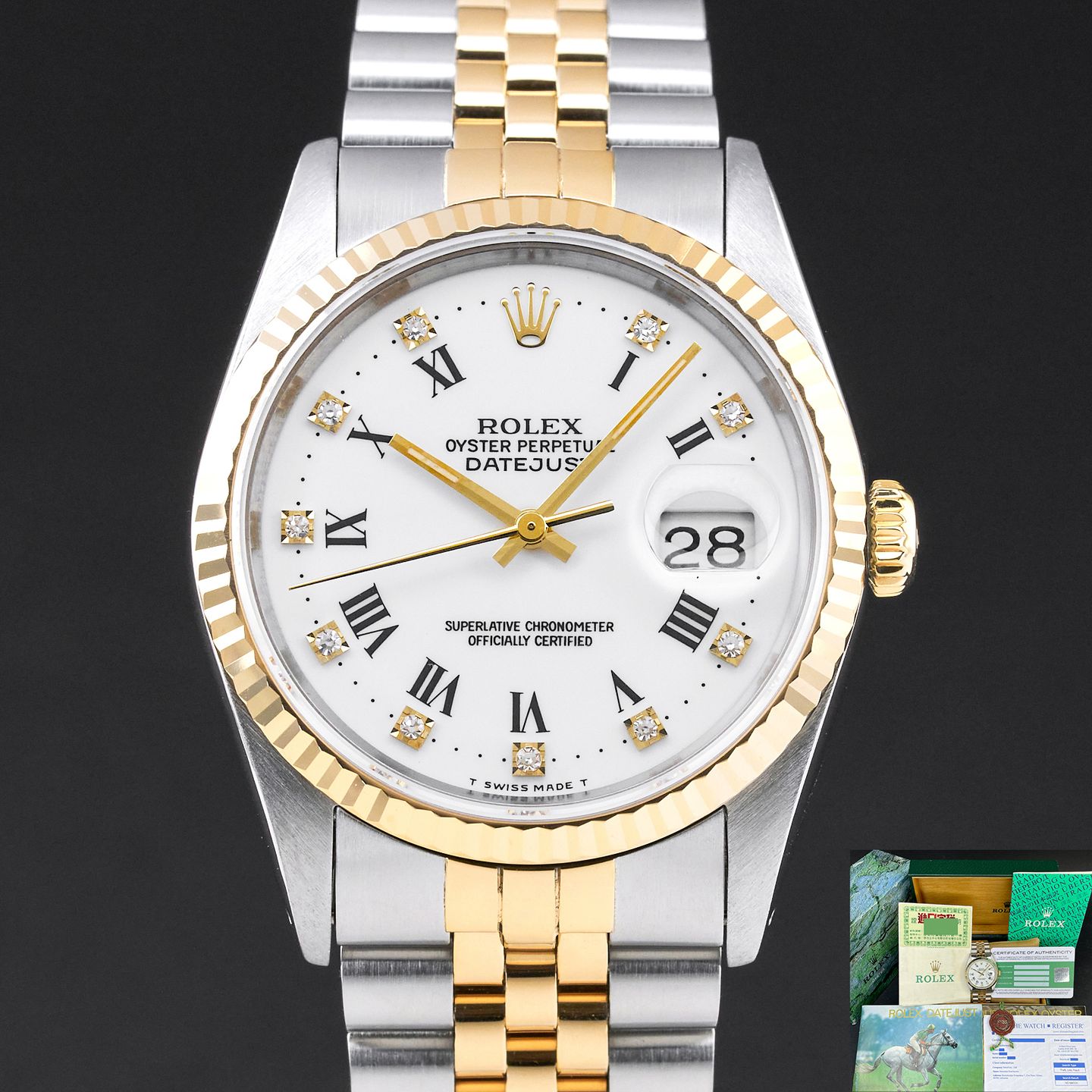 Rolex Datejust 36 16233 (1991) - White dial 36 mm Gold/Steel case (1/8)