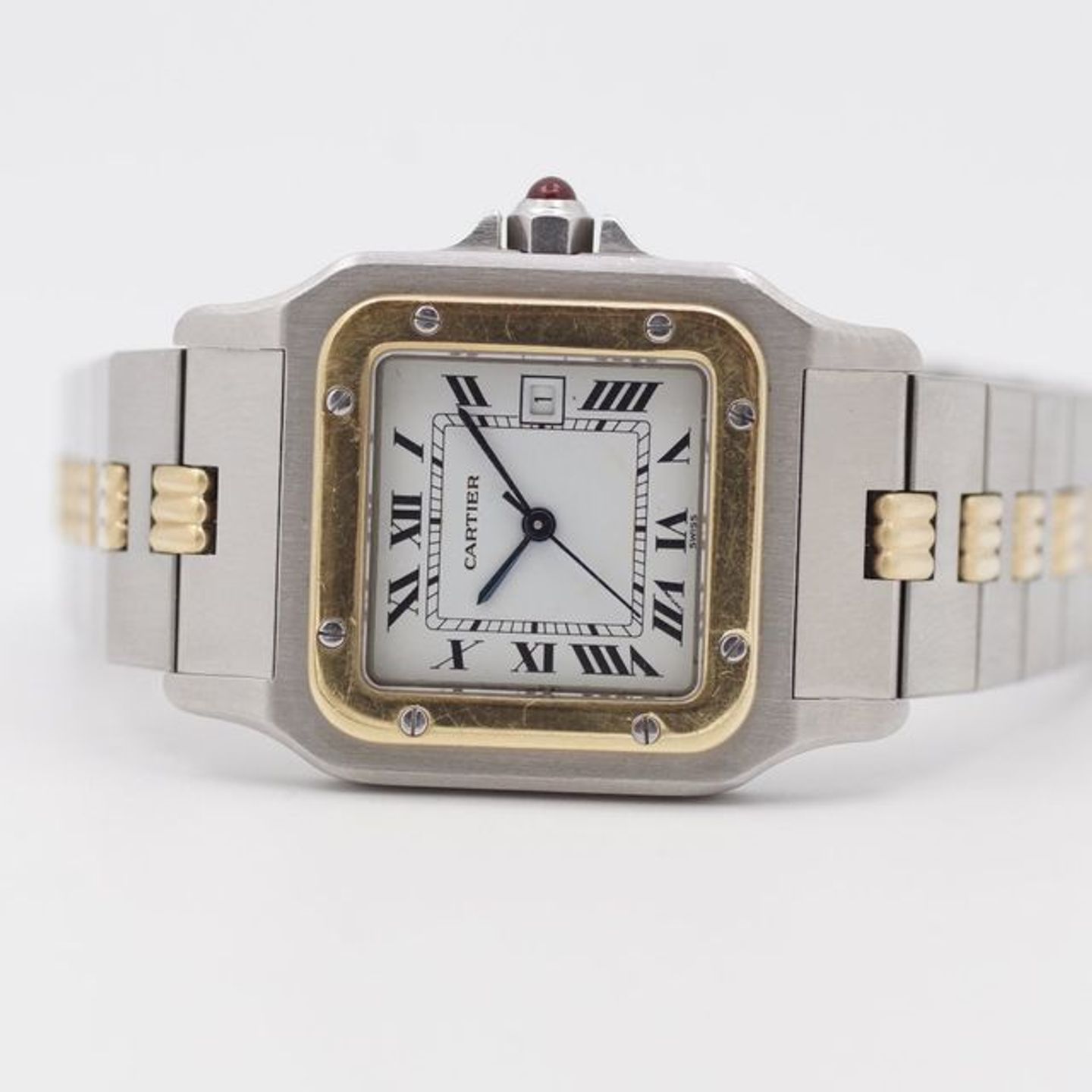 Cartier Santos 2961 (1990) - White dial 29 mm Gold/Steel case (8/9)