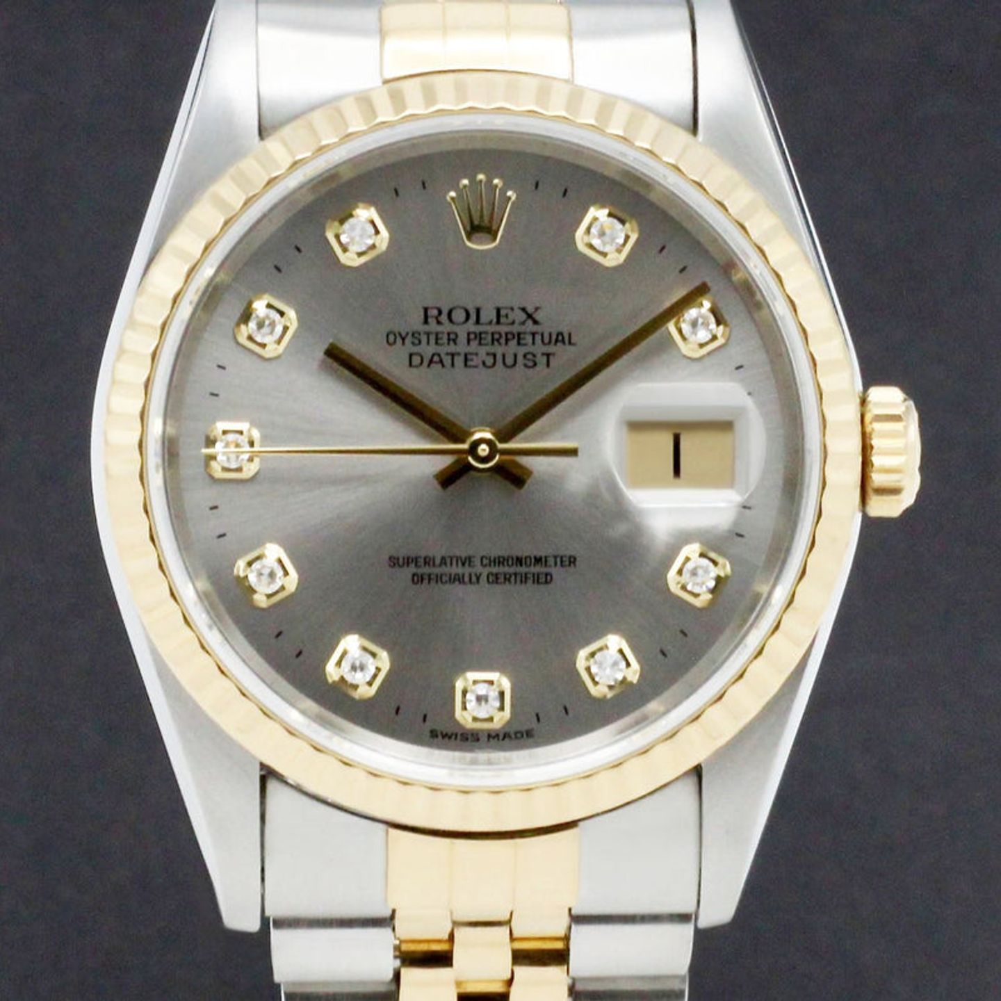 Rolex Datejust 36 16233 (1995) - Grijs wijzerplaat 36mm Goud/Staal (1/7)