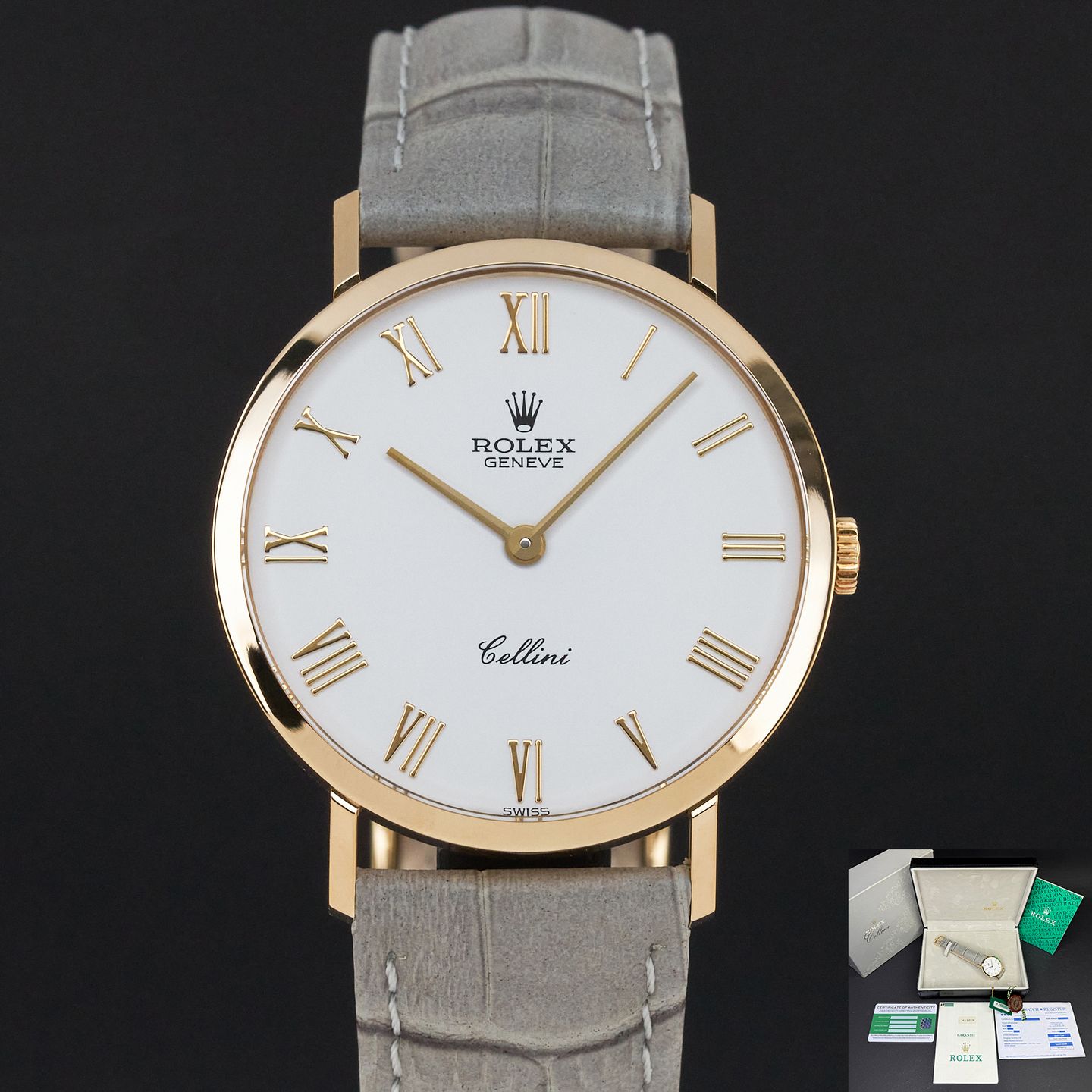 Rolex Cellini 4112 (1990) - White dial 32 mm Yellow Gold case (1/8)