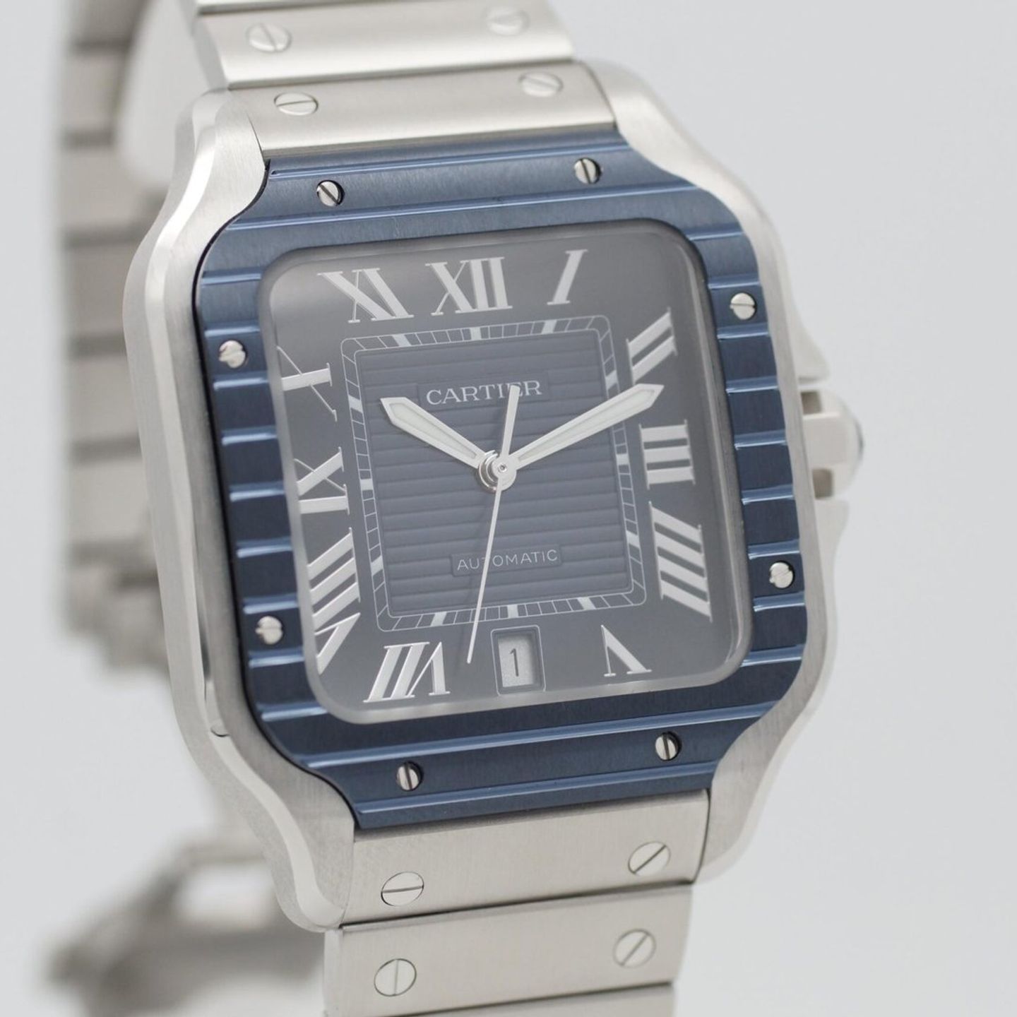 Cartier Santos WSSA0048 (2023) - Blue dial 40 mm Steel case (3/8)
