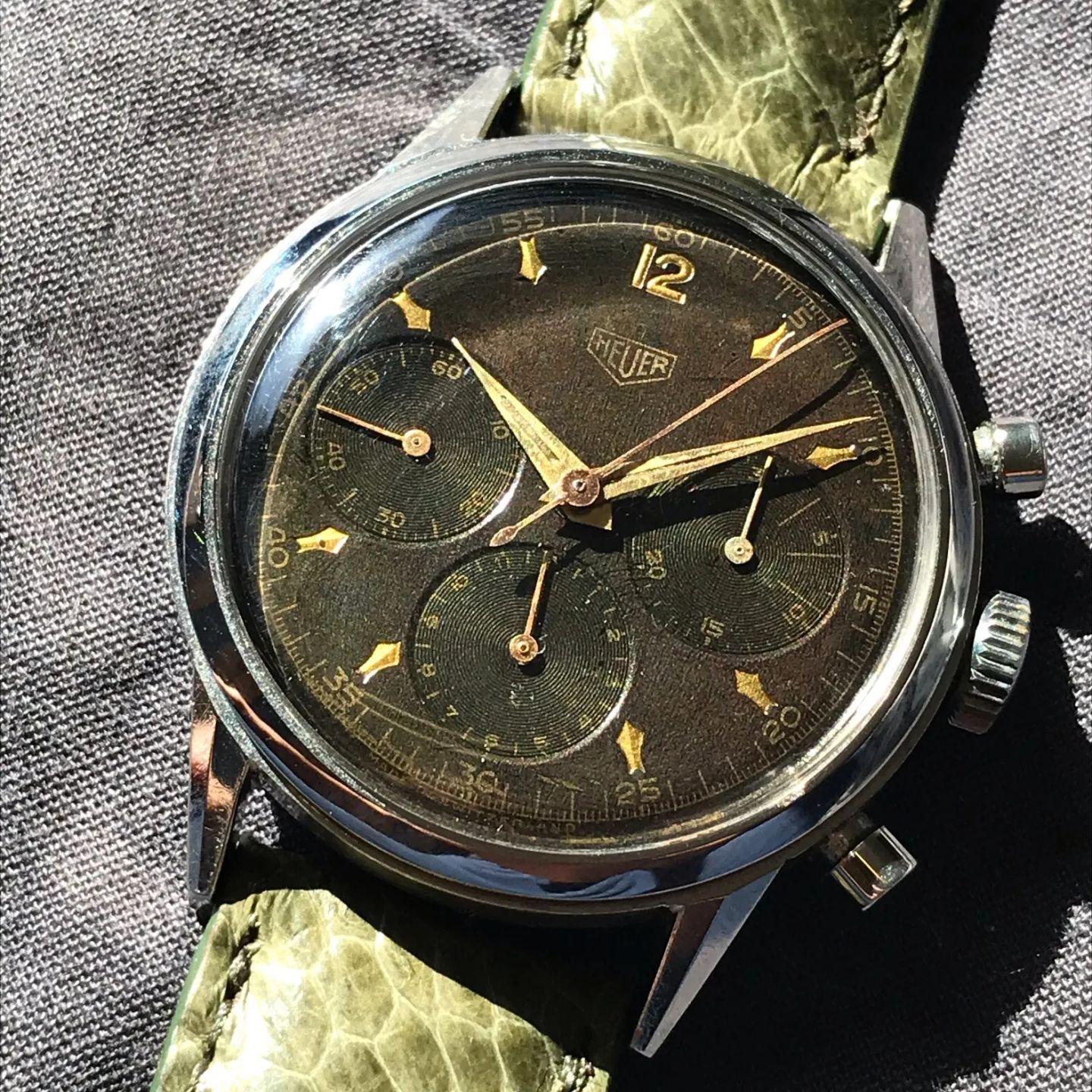 Heuer Vintage 2443 (1952) - Brown dial 38 mm Steel case (1/8)