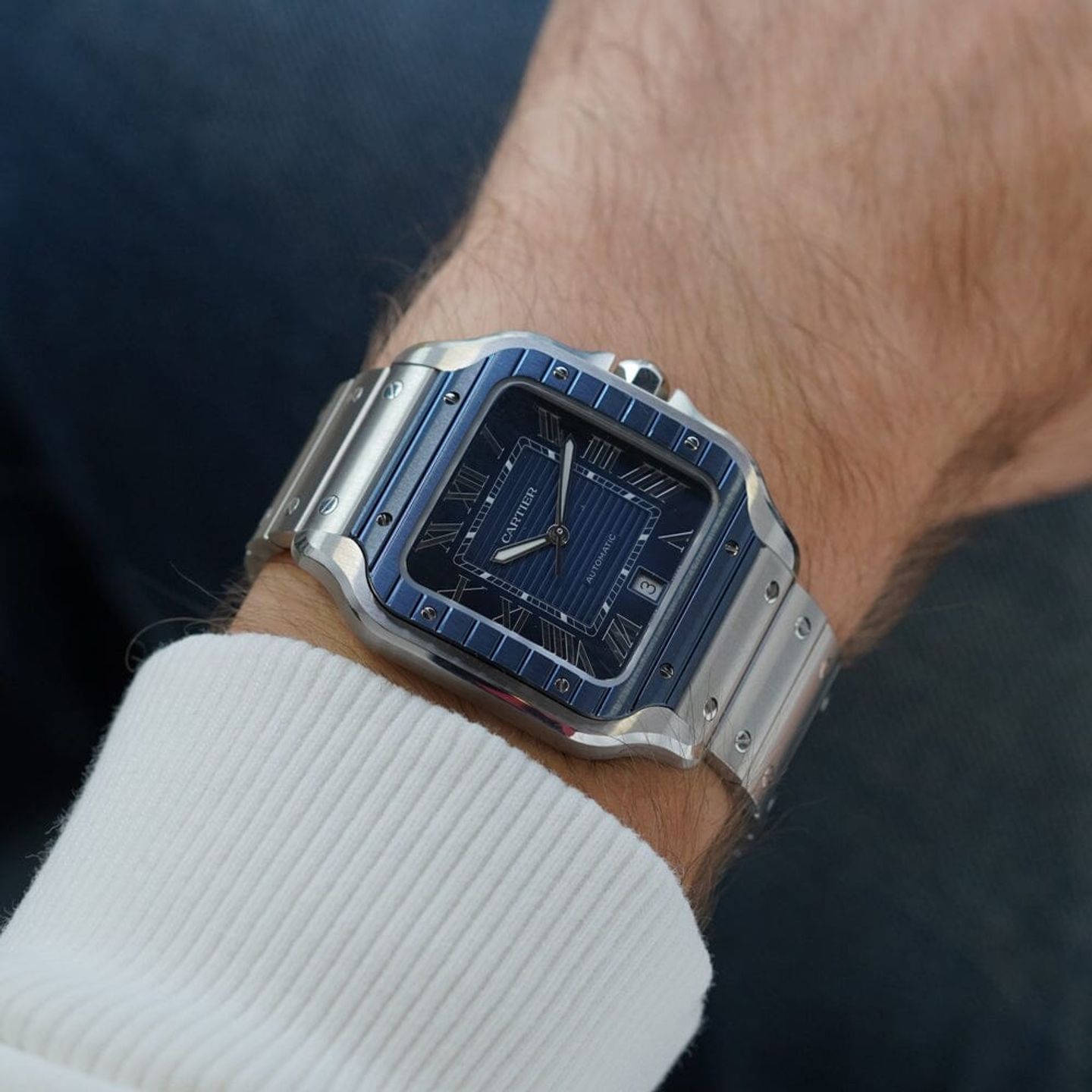 Cartier Santos WSSA0048 (2022) - Blauw wijzerplaat 40mm Staal (2/8)