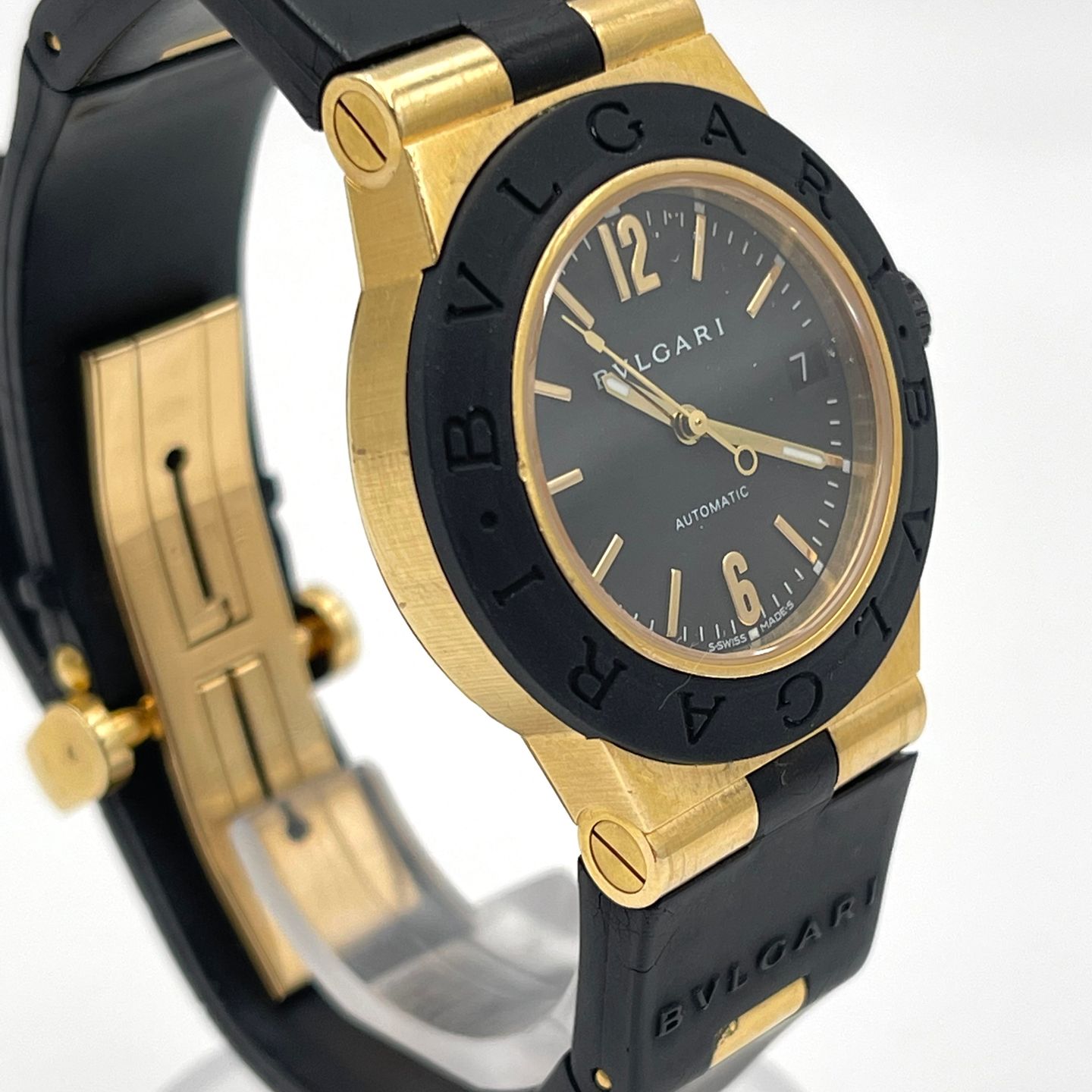 Bulgari Diagono AL 32G (Unknown (random serial)) - Black dial 32 mm Yellow Gold case (3/5)