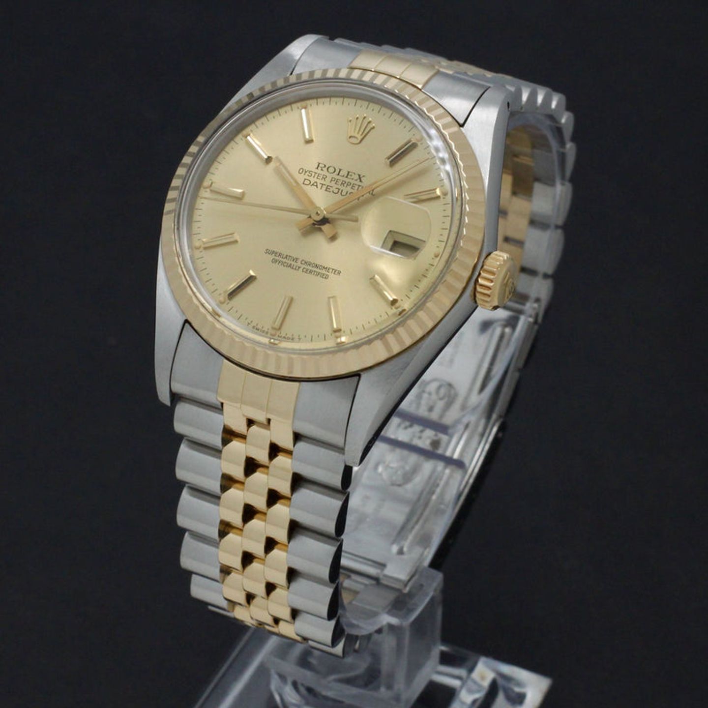 Rolex Datejust 36 16013 (1986) - Gold dial 36 mm Gold/Steel case (2/7)