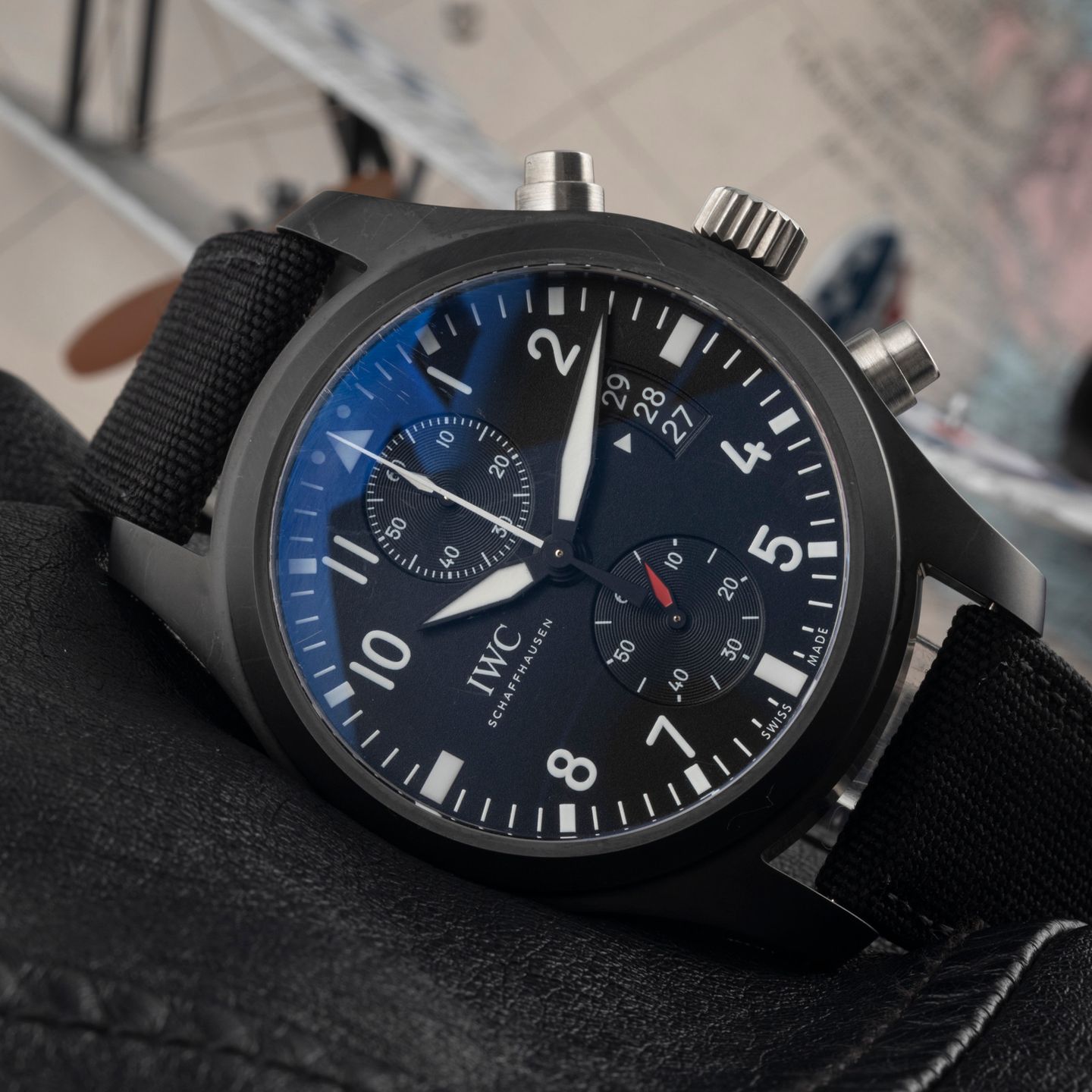 IWC Pilot Chronograph Top Gun IW388007 (Onbekend (willekeurig serienummer)) - Zwart wijzerplaat 46mm Keramiek (2/8)