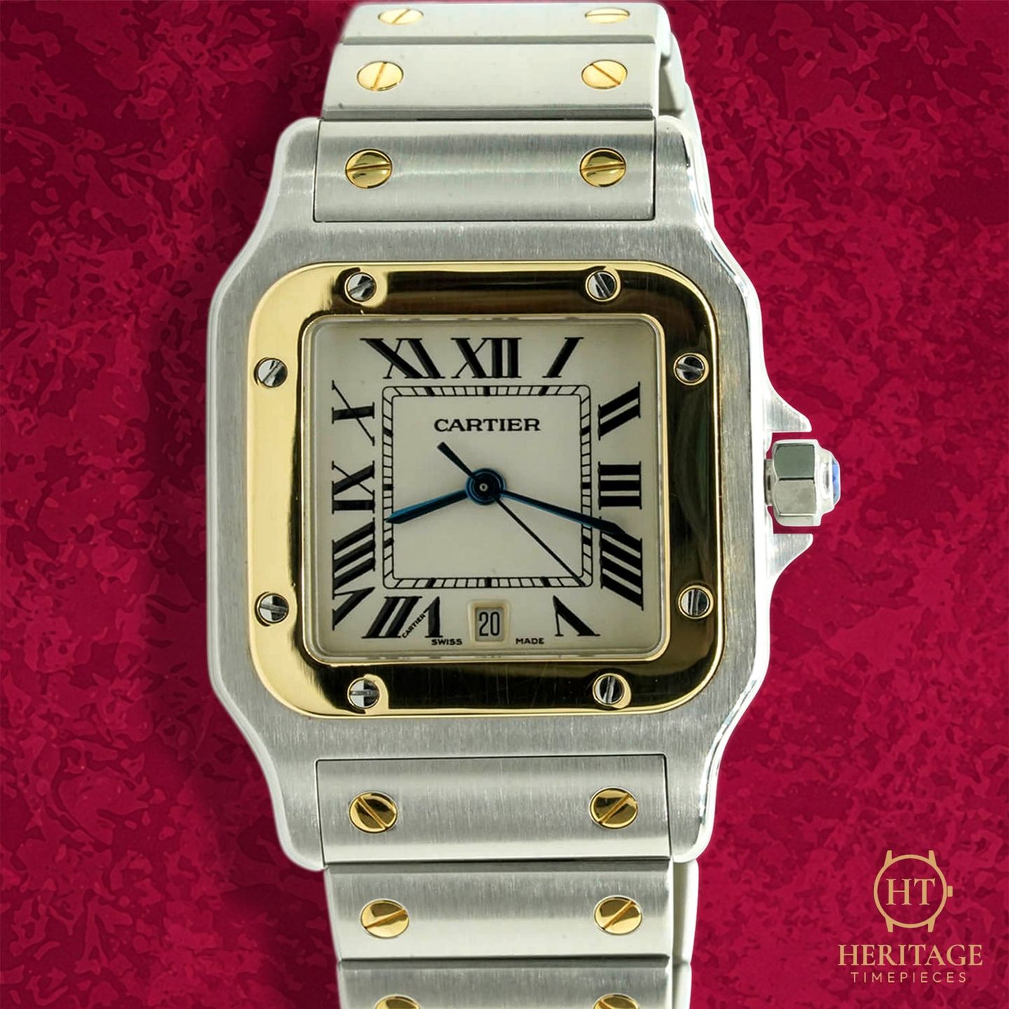 Cartier Santos Galbée W20011C4 (2000) - Silver dial 29 mm Gold/Steel case (1/8)
