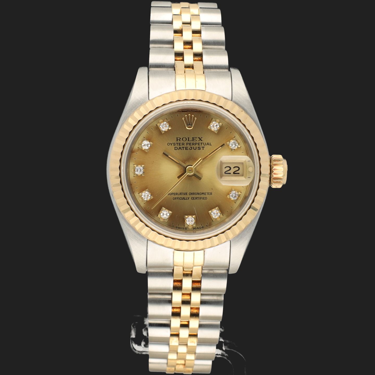 Rolex Lady-Datejust 69173 (1988) - Champagne dial 26 mm Gold/Steel case (3/8)