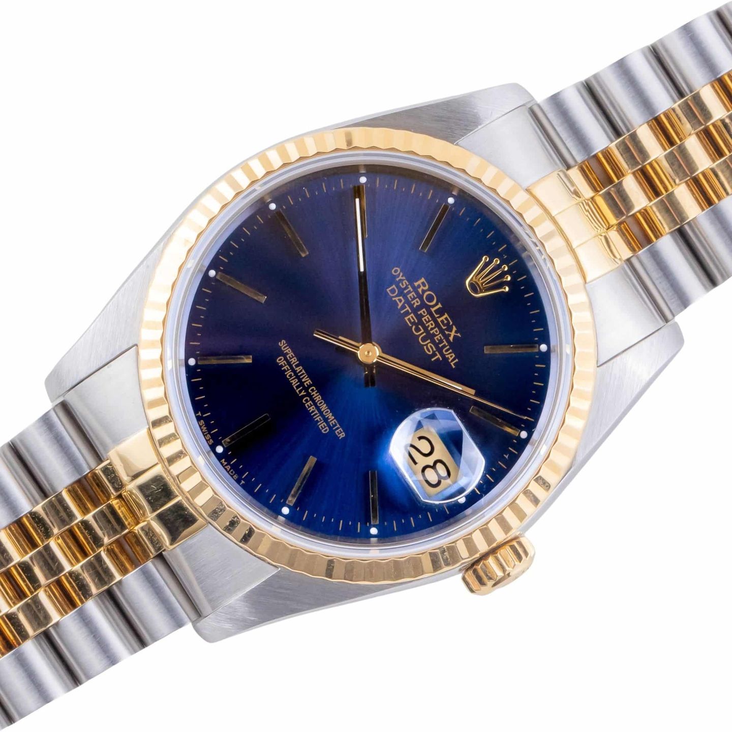 Rolex Datejust 36 16233 (1990) - Blue dial 36 mm Gold/Steel case (1/8)