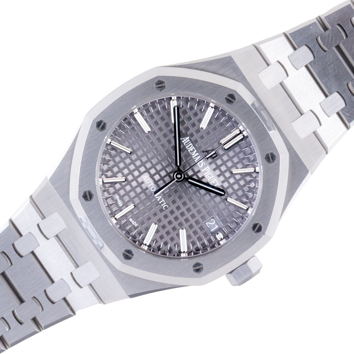 Audemars Piguet Royal Oak Selfwinding 15450ST (2021) - Grey dial 37 mm Steel case (1/8)