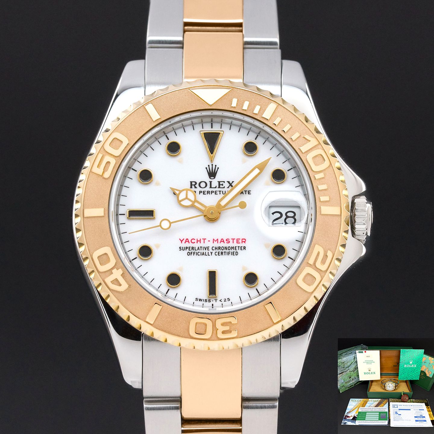 Rolex Yacht-Master 68623 (1998) - Wit wijzerplaat 35mm Goud/Staal (1/8)