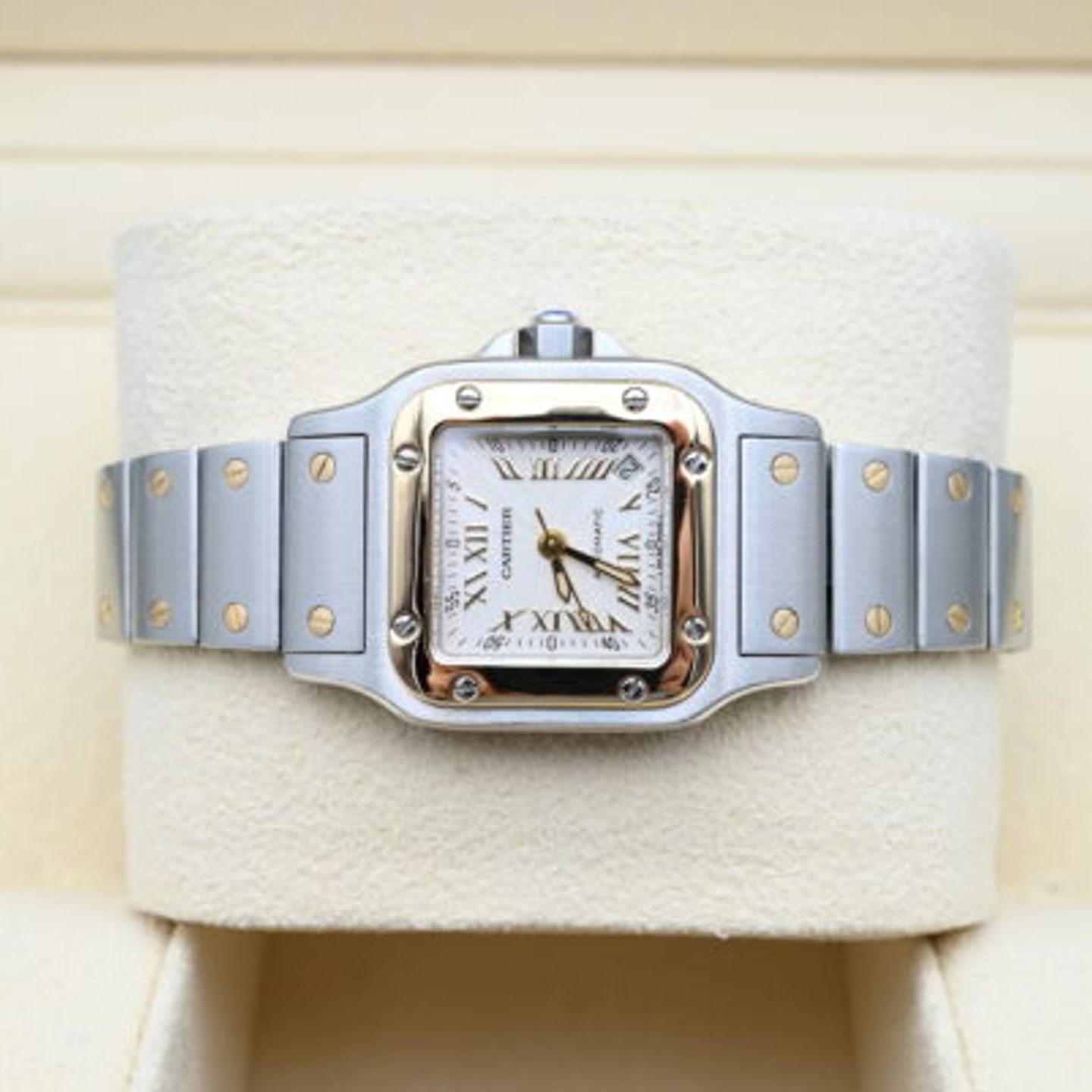 Cartier Santos Galbée 2423 (Unknown (random serial)) - White dial 24 mm Gold/Steel case (5/7)