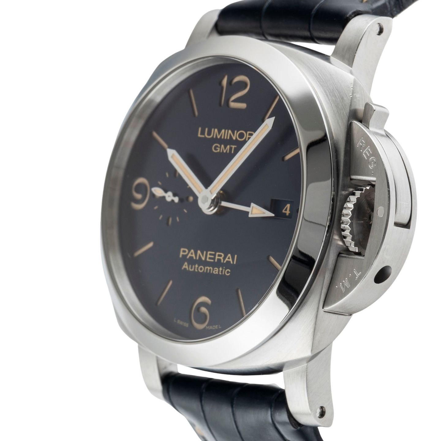 Panerai Luminor 1950 3 Days GMT Automatic PAM01033 (Unknown (random serial)) - Blue dial 44 mm Steel case (6/8)