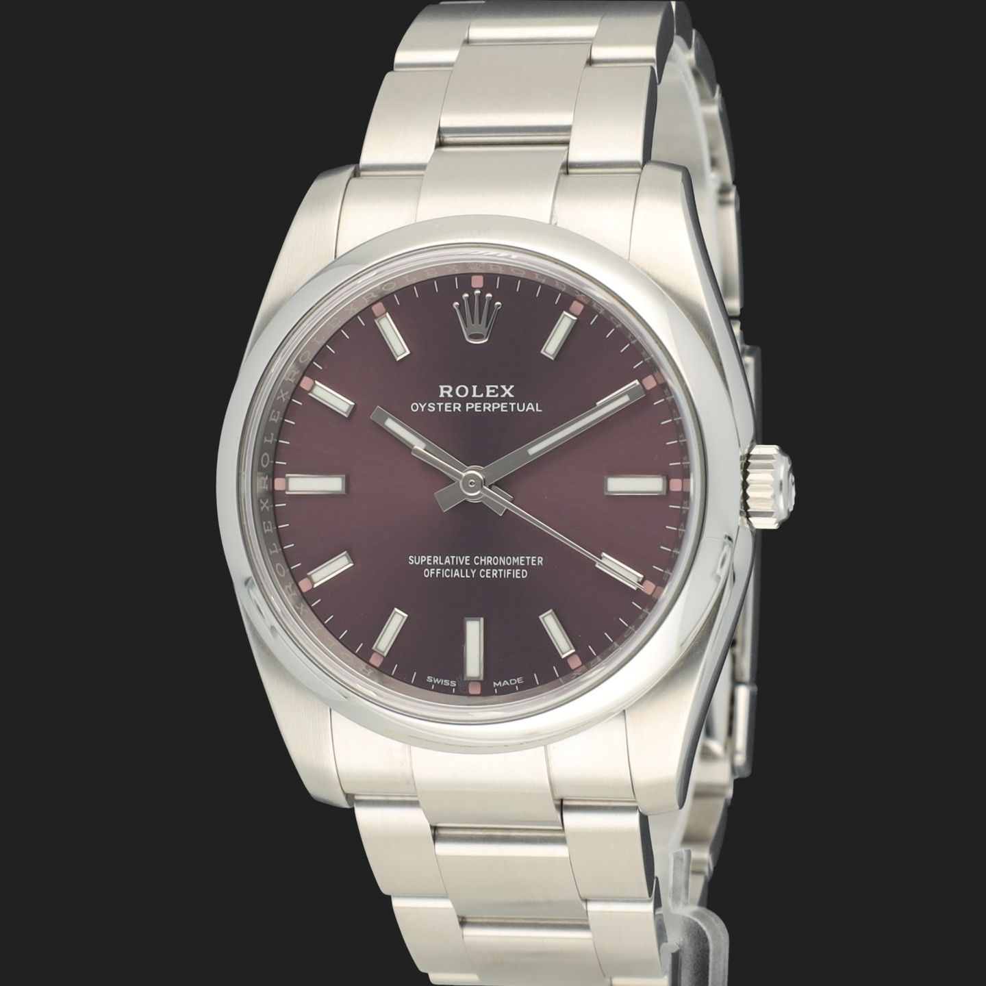 Rolex Oyster Perpetual 34 114200 (2016) - Paars wijzerplaat 34mm Staal (1/8)