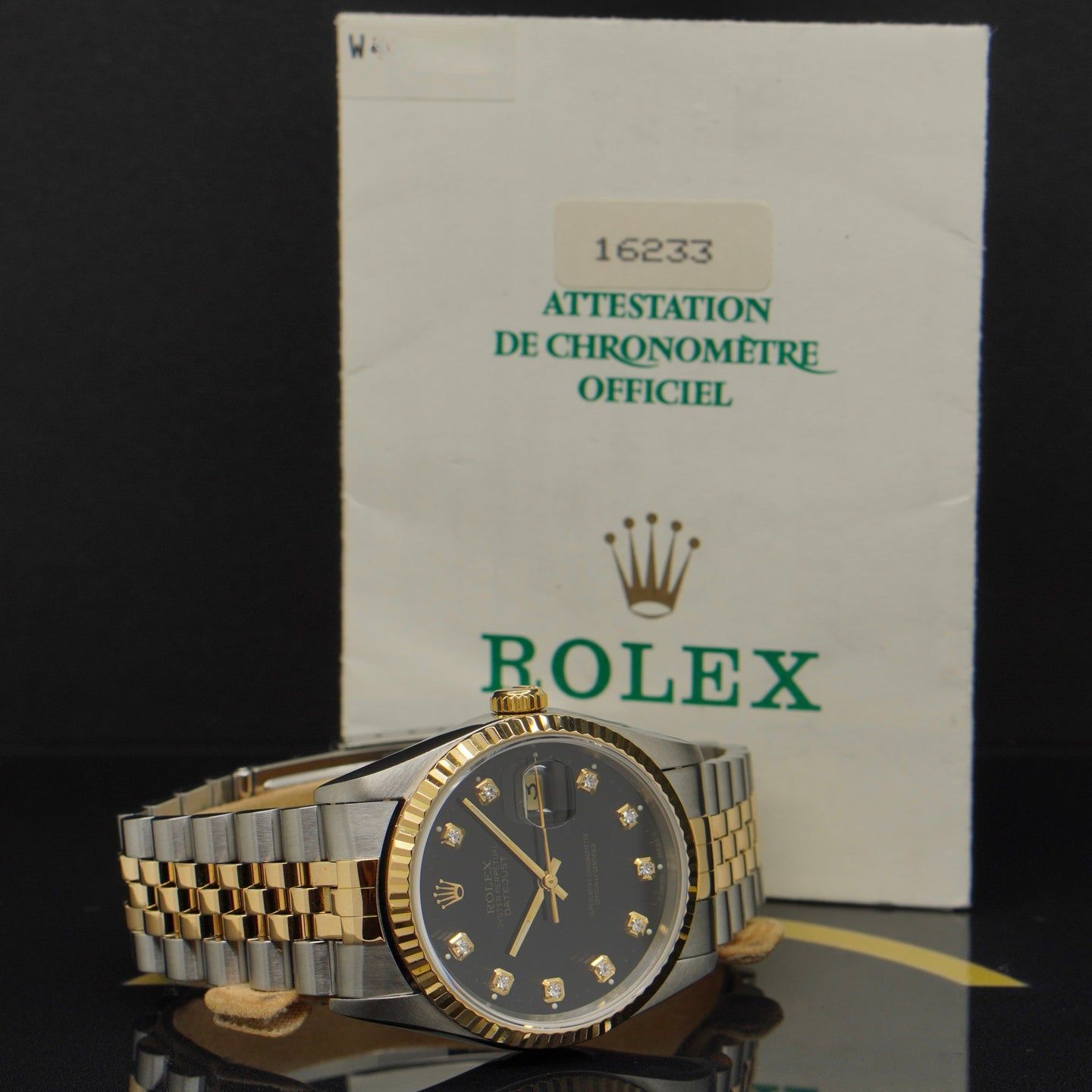 Rolex Datejust 36 16233 (1995) - Black dial 36 mm Gold/Steel case (5/7)