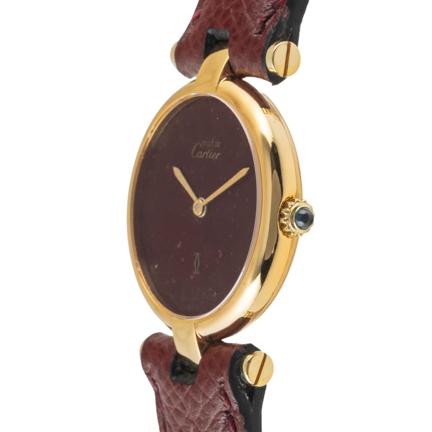 Cartier Ronde Vermeil unknown (1990) - Red dial 24 mm Gold/Steel case (6/8)