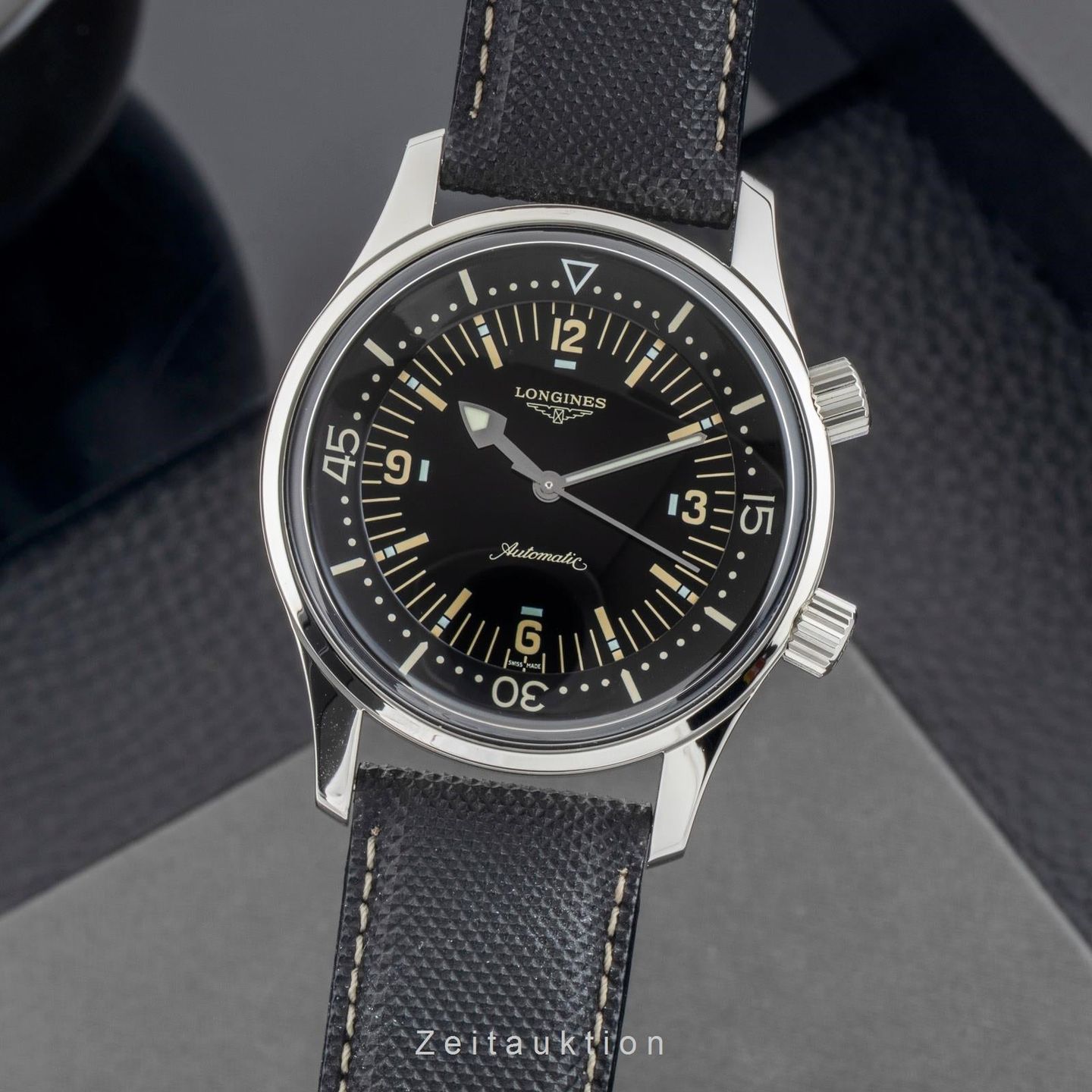 Longines Legend Diver L3.674.4.56.3 (Onbekend (willekeurig serienummer)) - Zwart wijzerplaat 42mm Staal (1/8)