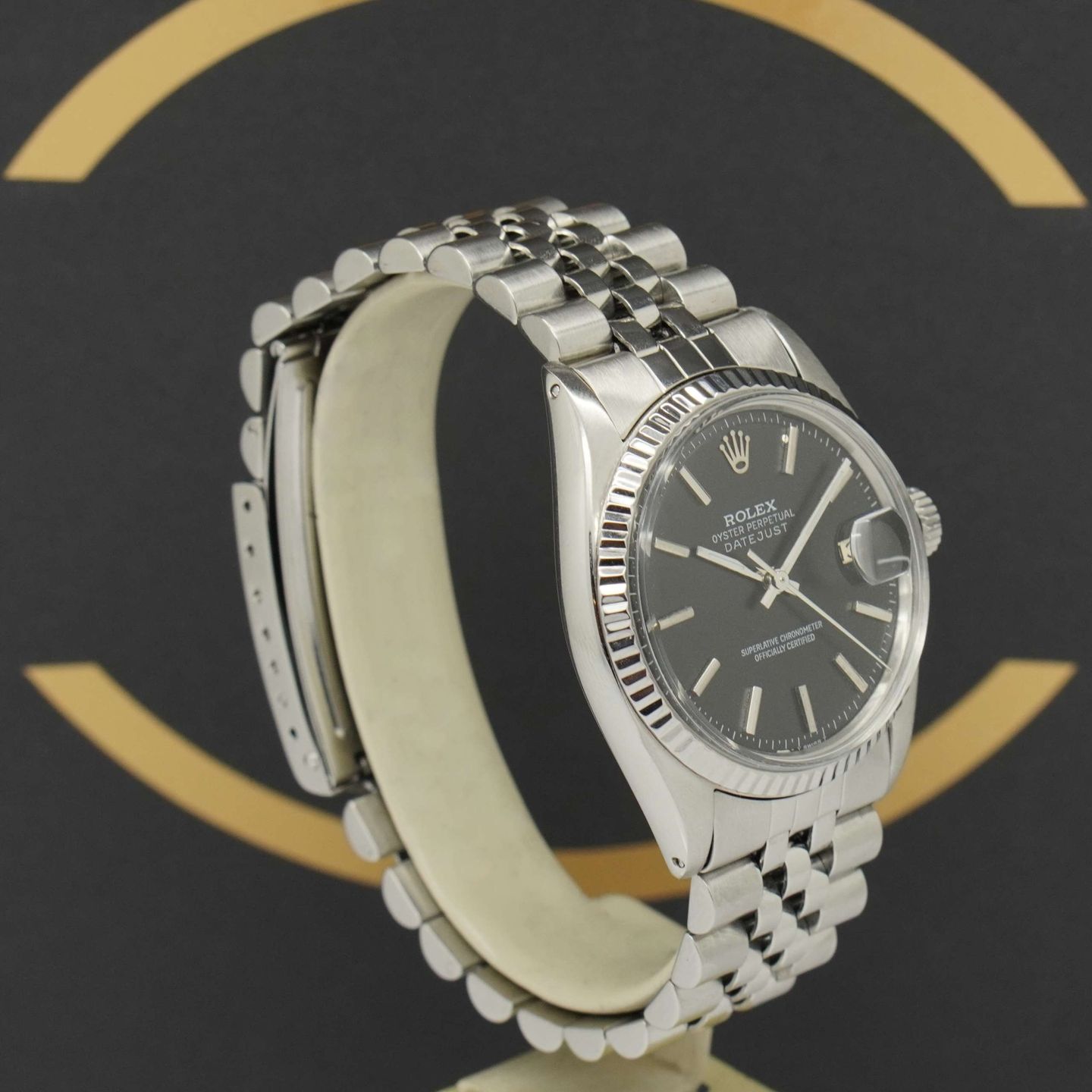 Rolex Datejust 1601 (1973) - Zwart wijzerplaat 36mm Staal (2/7)