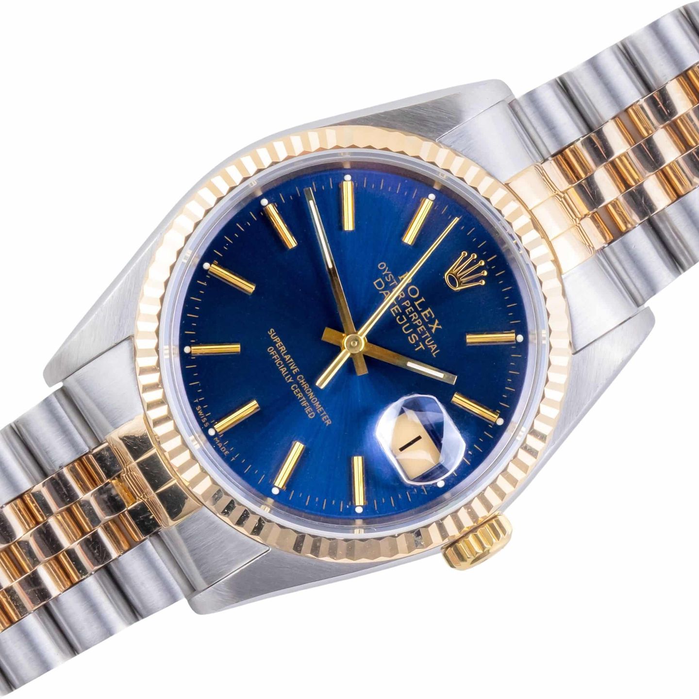 Rolex Datejust 36 16233 (1990) - Blue dial 36 mm Gold/Steel case (1/8)