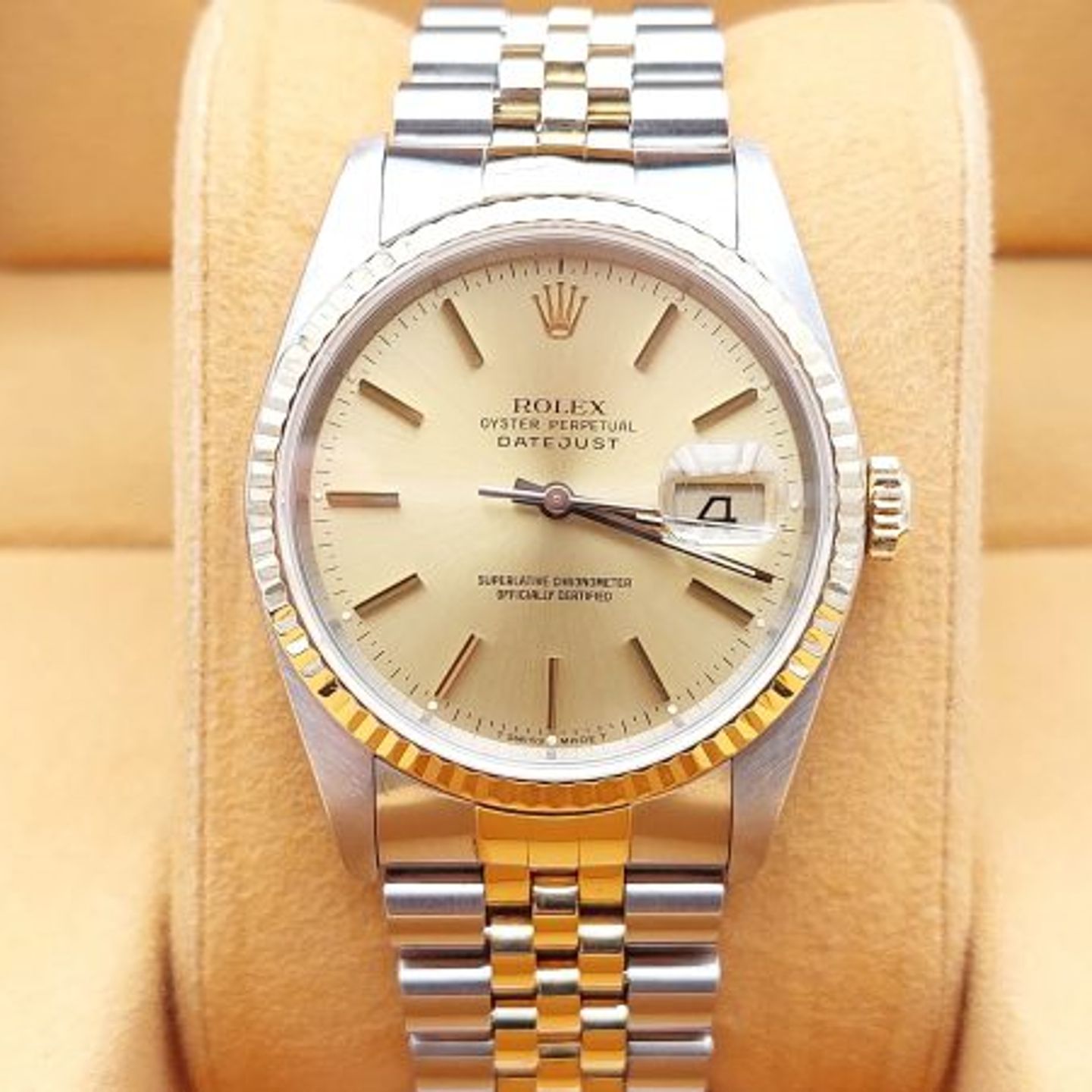 Rolex Datejust 36 16233 (1998) - Champagne dial 36 mm Gold/Steel case (1/8)