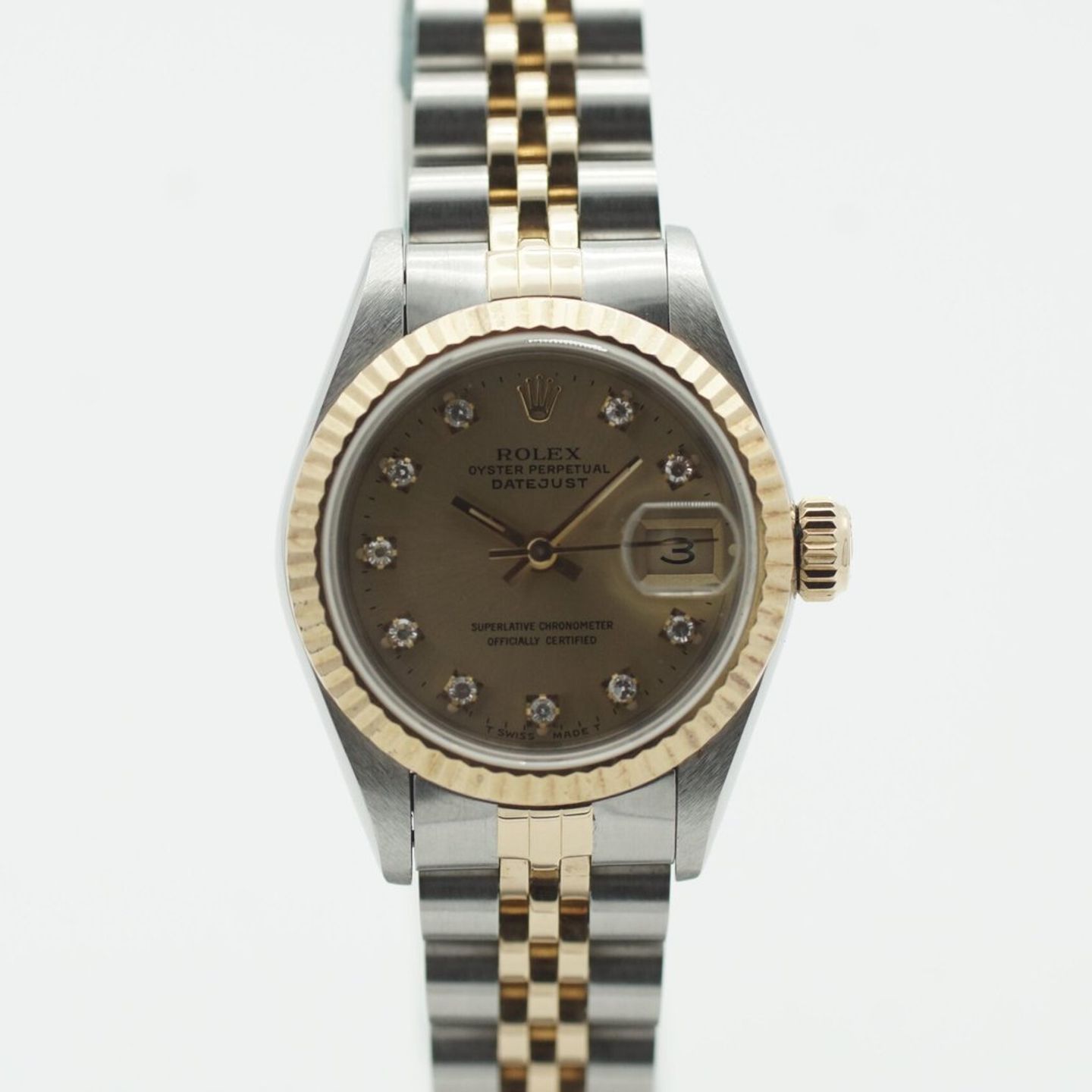 Rolex Lady-Datejust 69173 (1991) - Champagne wijzerplaat 26mm Goud/Staal (2/8)