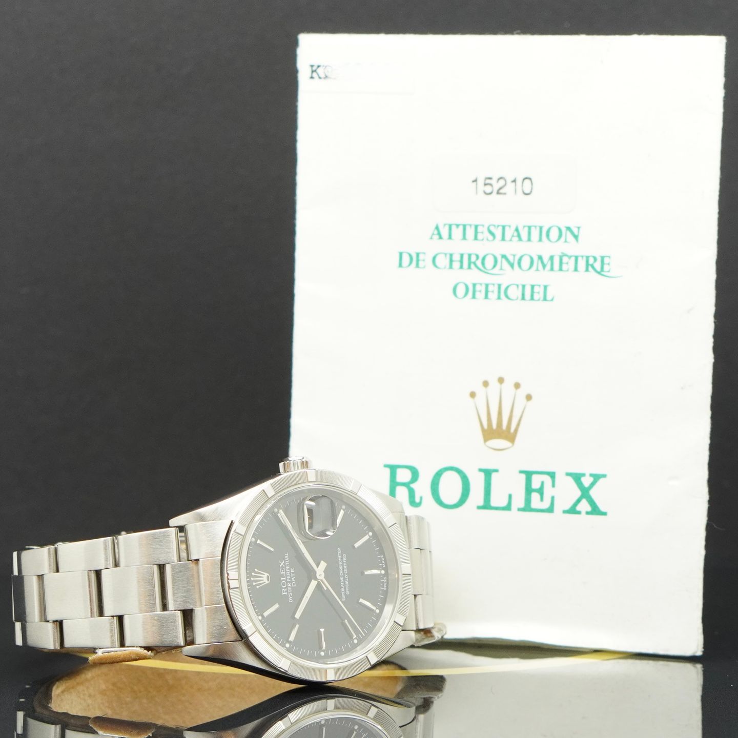 Rolex Oyster Perpetual Date 15210 (2001) - Black dial 34 mm Steel case (5/7)