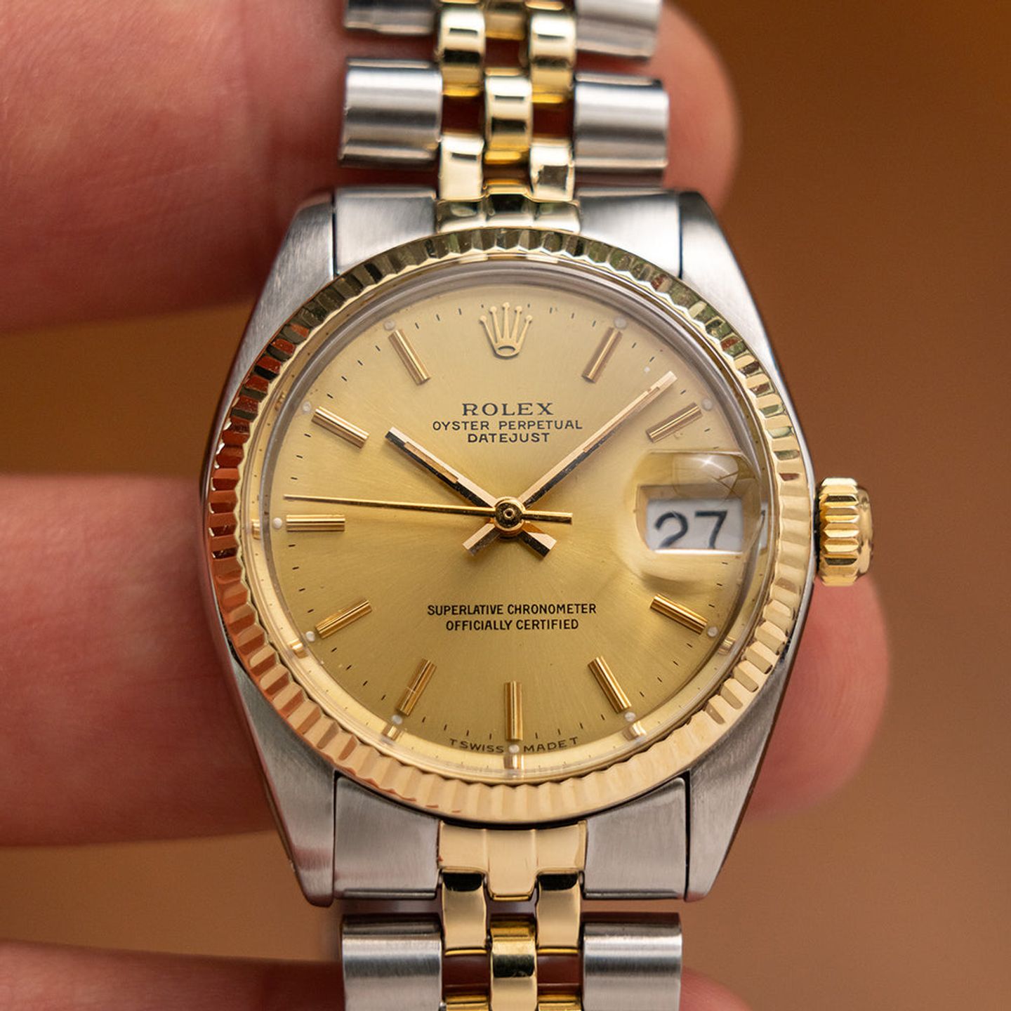 Rolex Datejust 6827 (1978) - Champagne dial 31 mm Gold/Steel case (6/8)