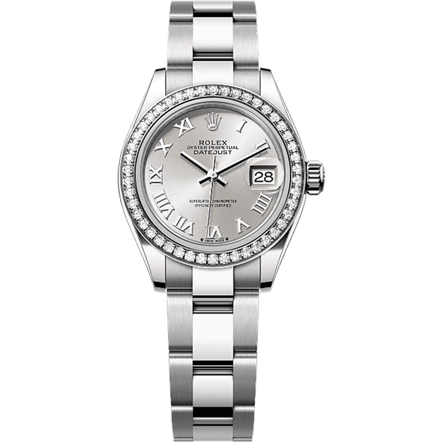 Rolex Lady-Datejust 279384RBR (2025) - Zilver wijzerplaat 28mm Staal (1/1)