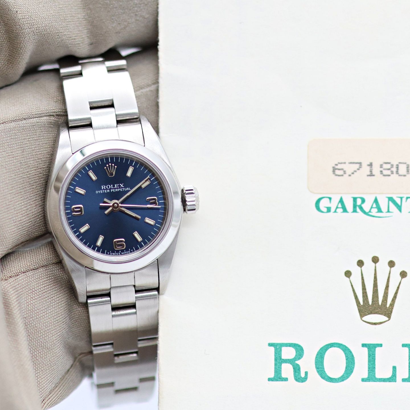 Rolex Oyster Perpetual 67180 (Unknown (random serial)) - Blue dial 26 mm Steel case (7/8)
