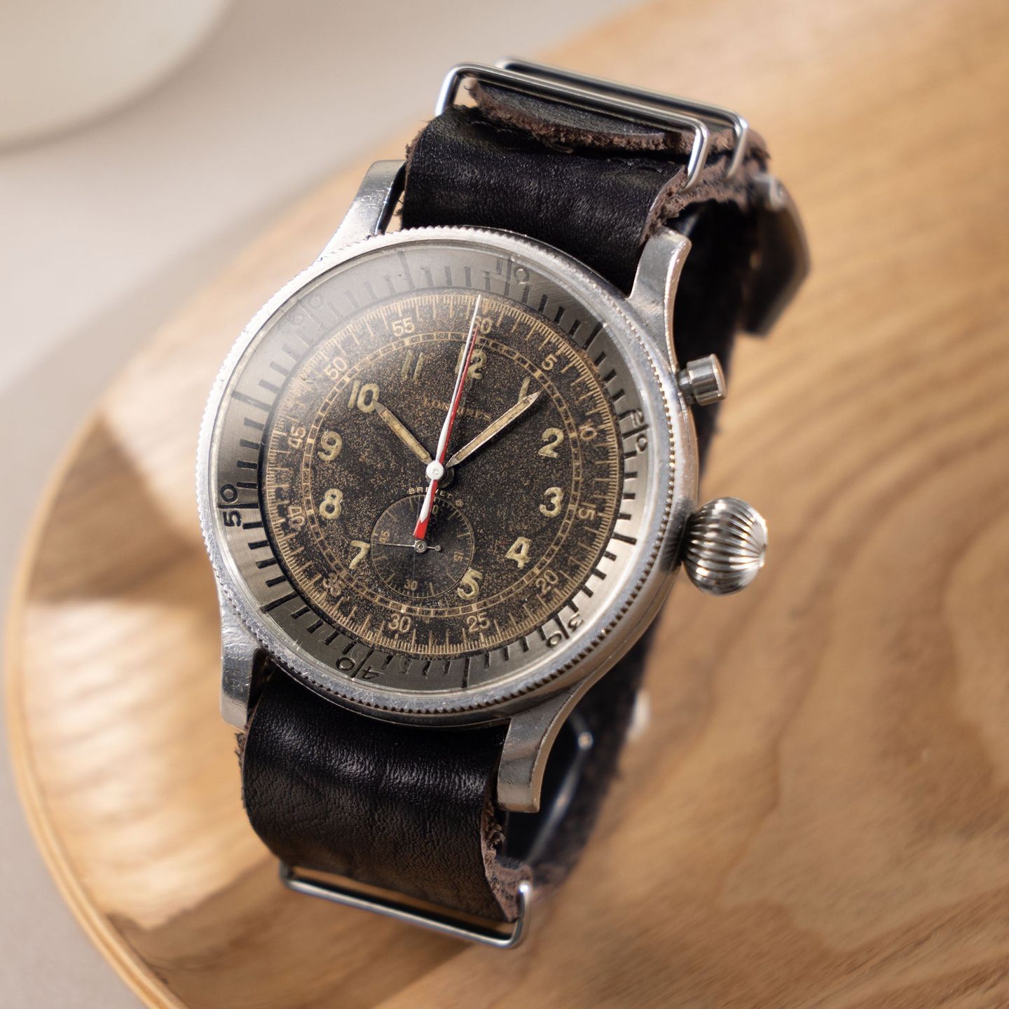 Longines Vintage 5824 (1950) - Black dial 48 mm Steel case (1/8)