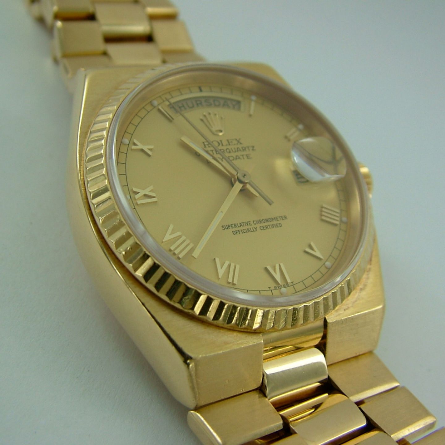 Rolex Day-Date Oysterquartz - (1985) - Gold dial 36 mm Yellow Gold case (7/7)