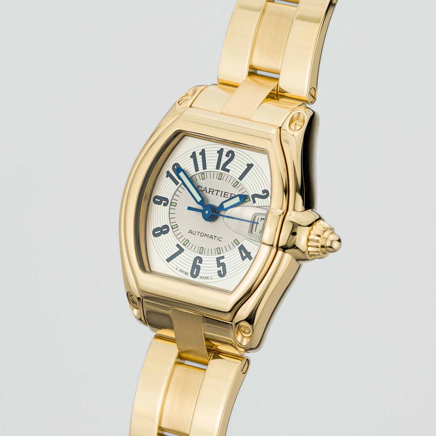 Cartier Roadster W62005V1 (Unknown (random serial)) - Silver dial 37 mm Yellow Gold case (1/8)