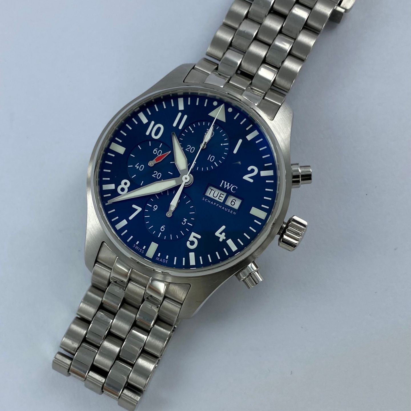 IWC Pilot Chronograph IW377717 (2021) - Blauw wijzerplaat 43mm Staal (4/8)