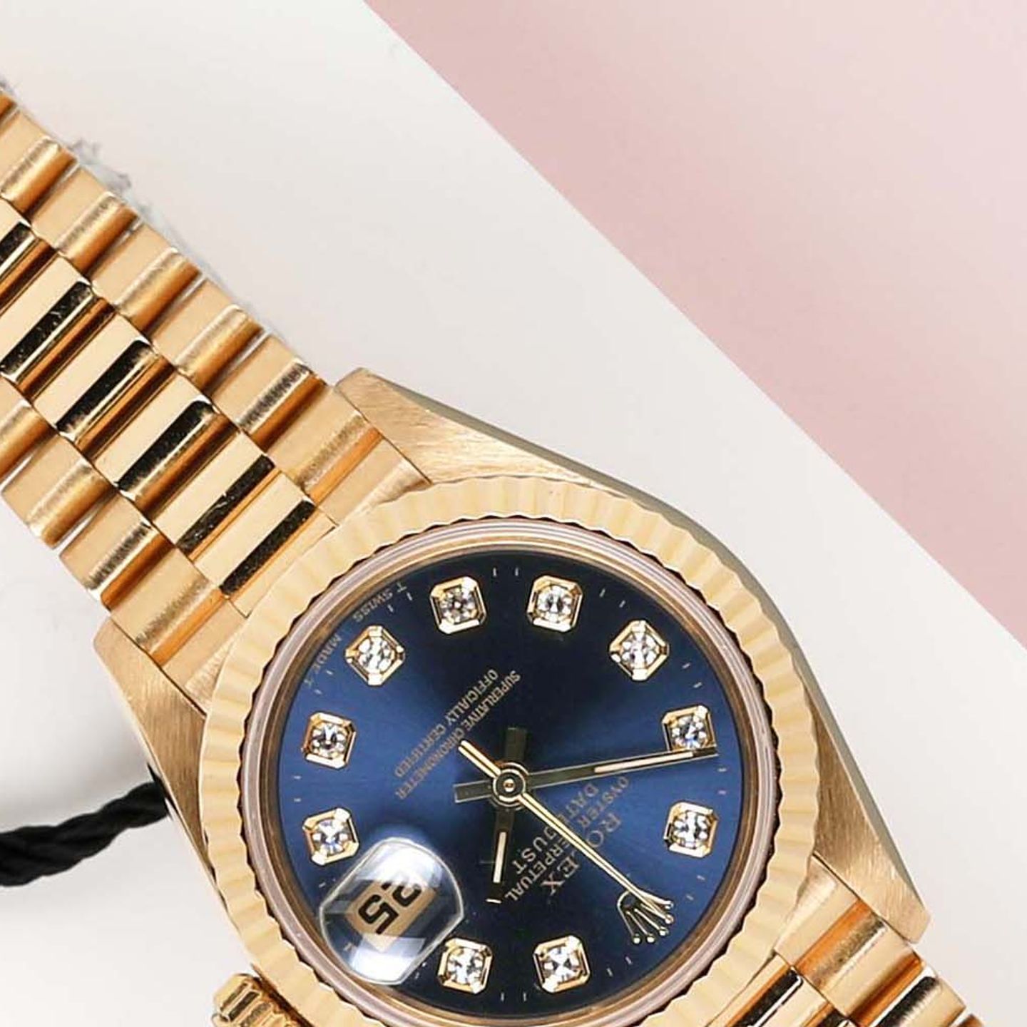Rolex Lady-Datejust 69178 (1995) - Blue dial 26 mm Yellow Gold case (4/7)