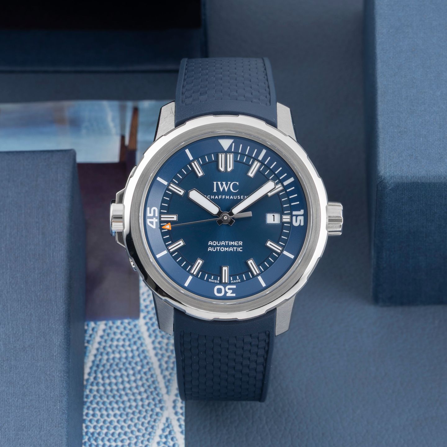 IWC Aquatimer Automatic IW328801 (2022) - Blauw wijzerplaat 42mm Staal (1/8)