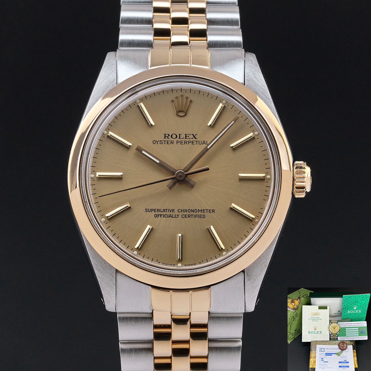 Rolex Oyster Perpetual 1002 (1988) - 34mm Staal (1/8)